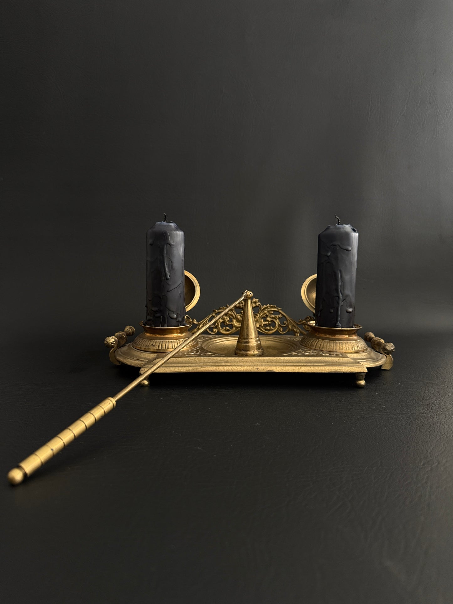 Antique Brass Double Inkwell