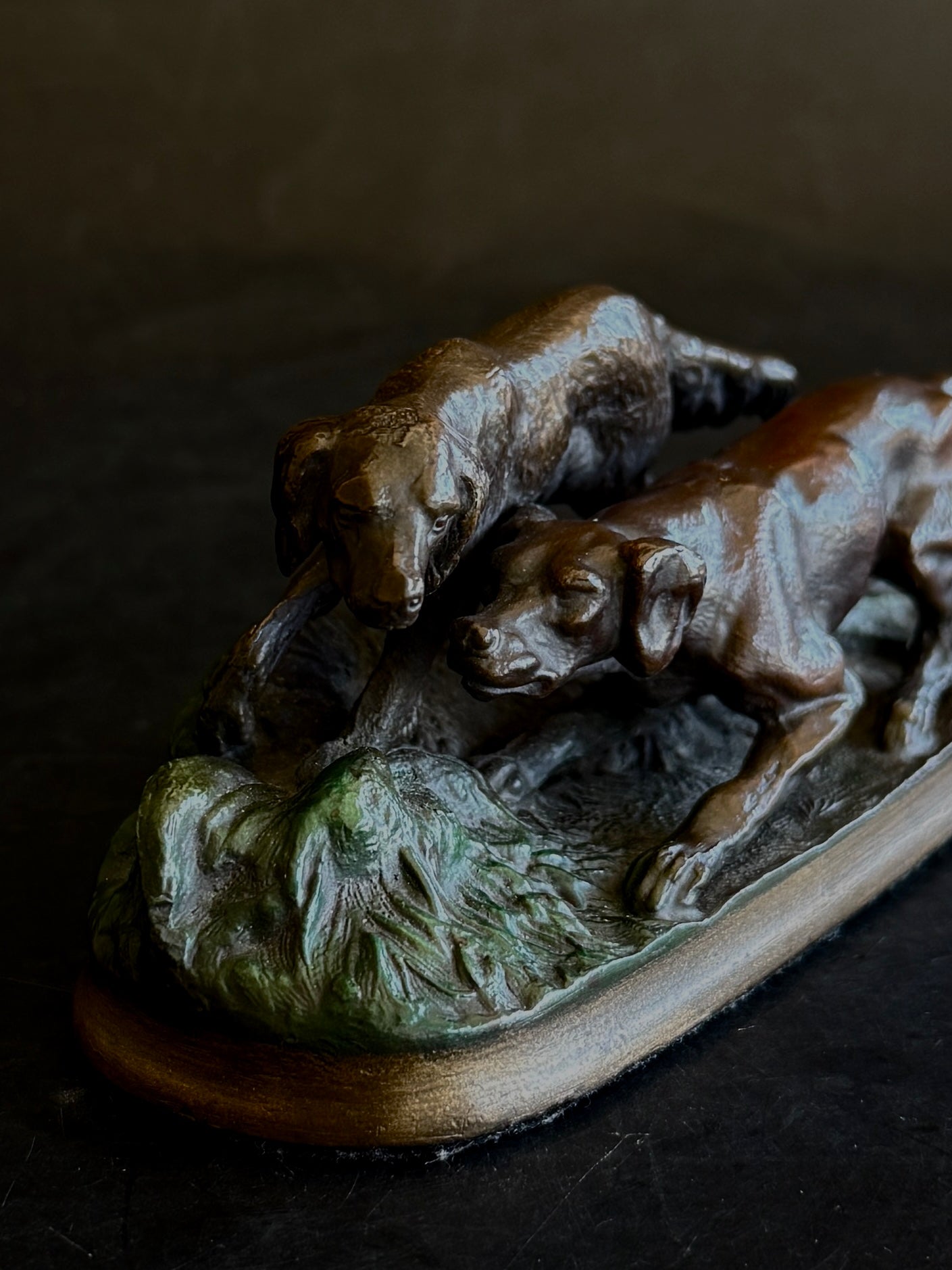 Bronze Hunting Dogs Statue