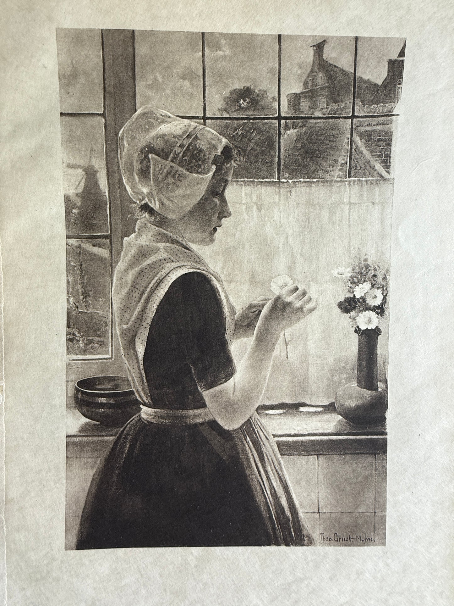 1800s Photogravure β "A Dutch Girl" by Theo Grust