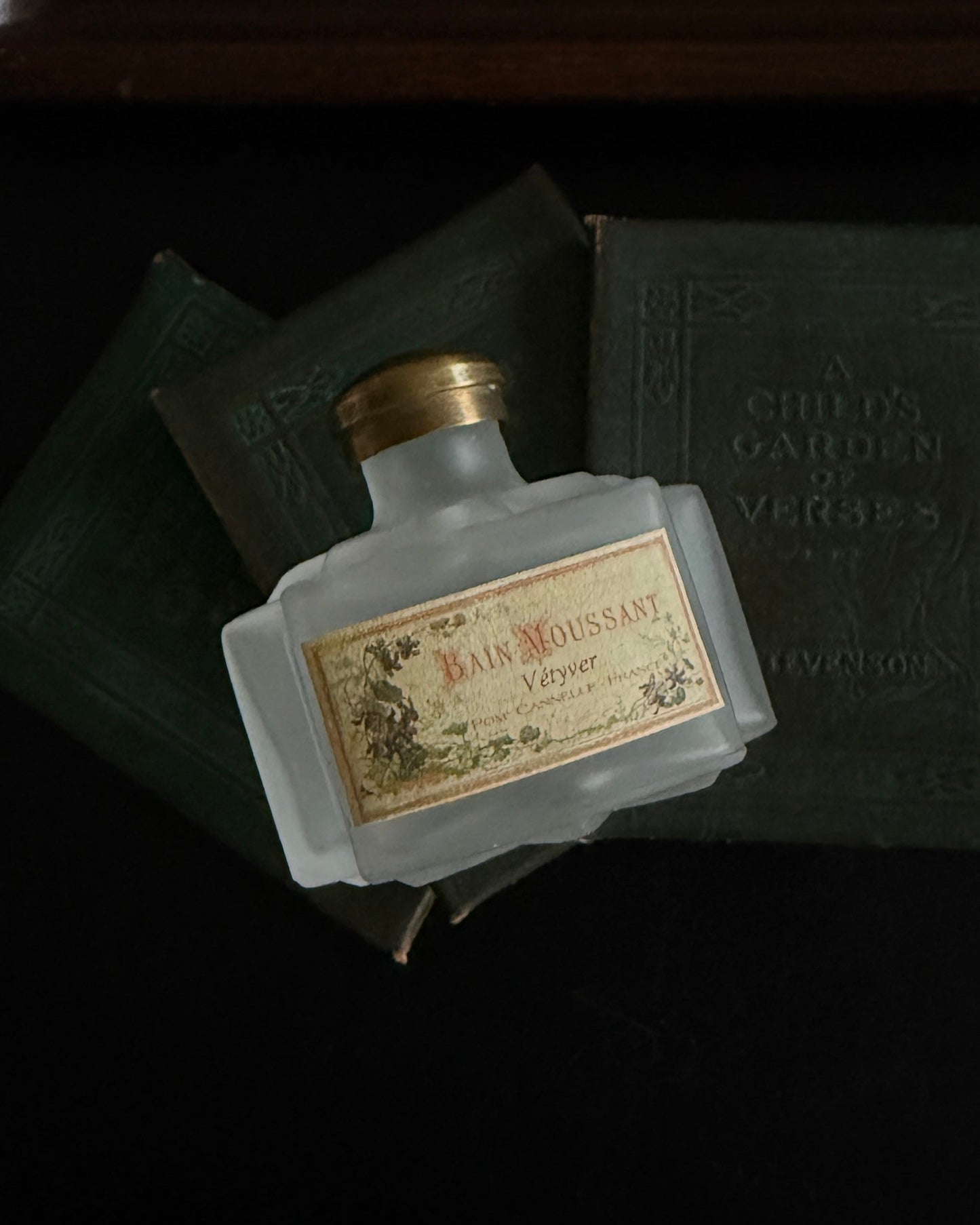 Reserved: French "Bain Moussant" Bath Bottle – Vétiver & Cinnamon