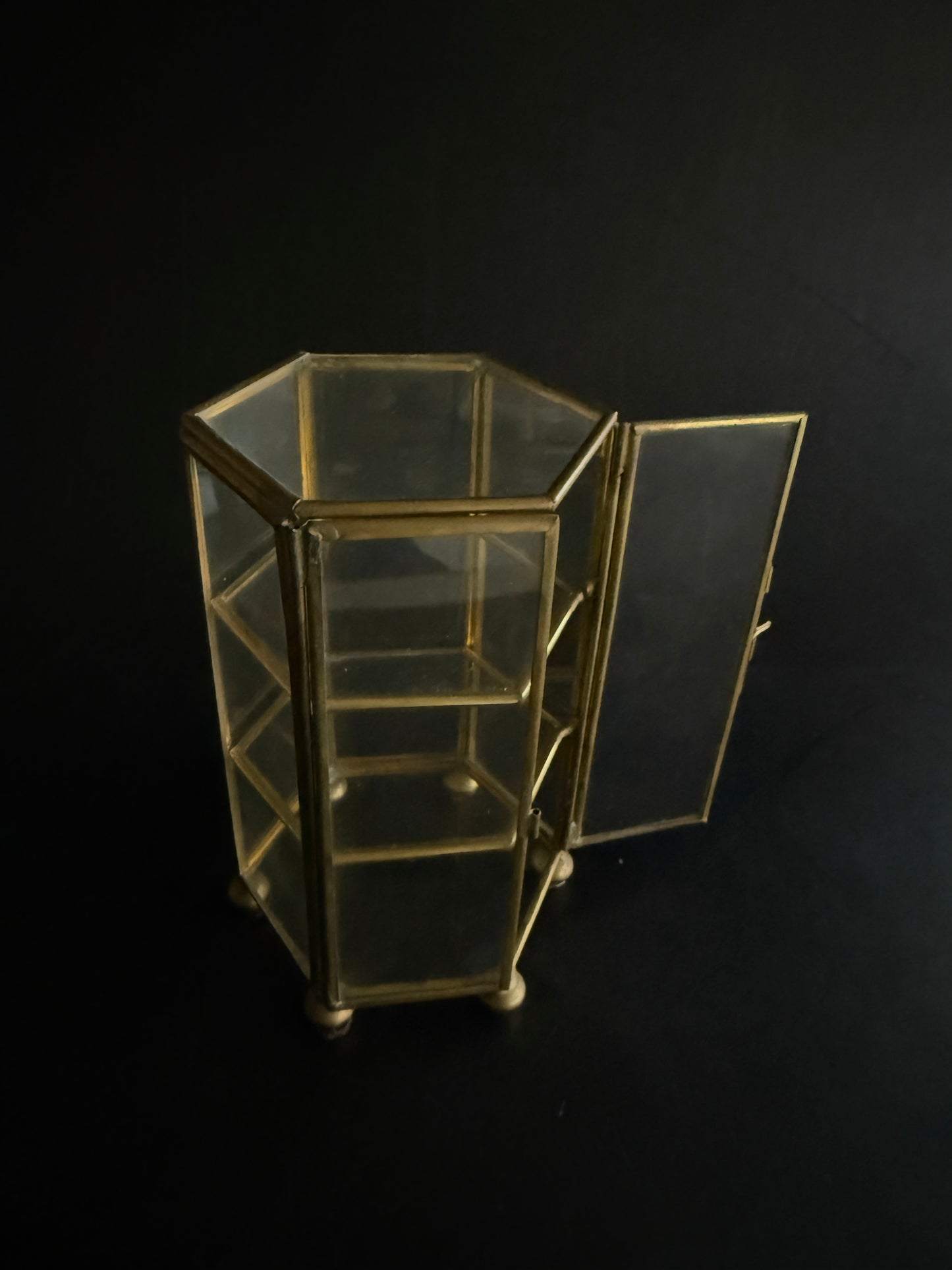 Petite Brass & Glass Curio Cabinet