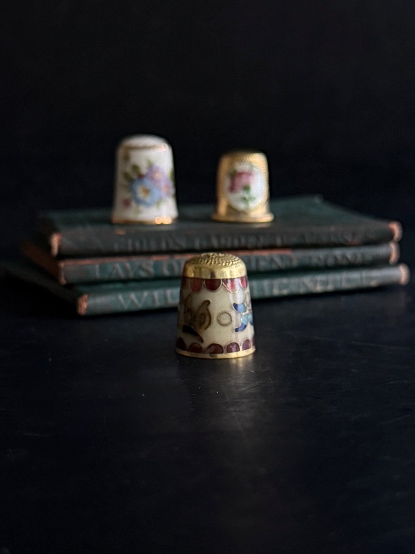 Reserved: Vintage Cloisonné Thimble – Floral Enamel & Brass