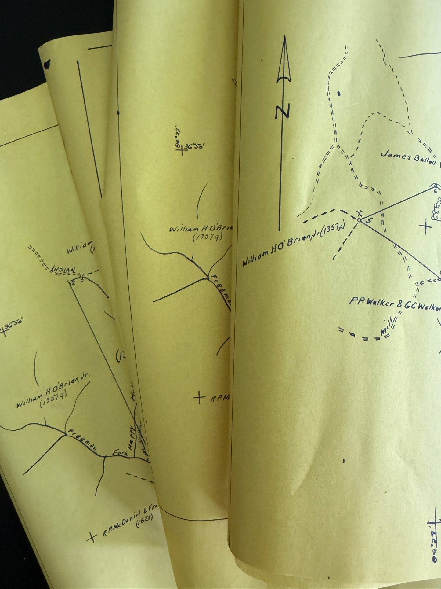 Vintage Blueprint-Style Survey Maps & Land Plats