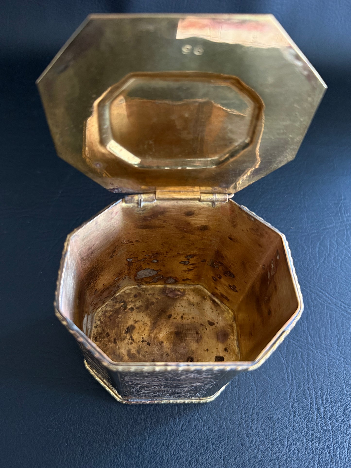 Engraved Brass Tea Caddy