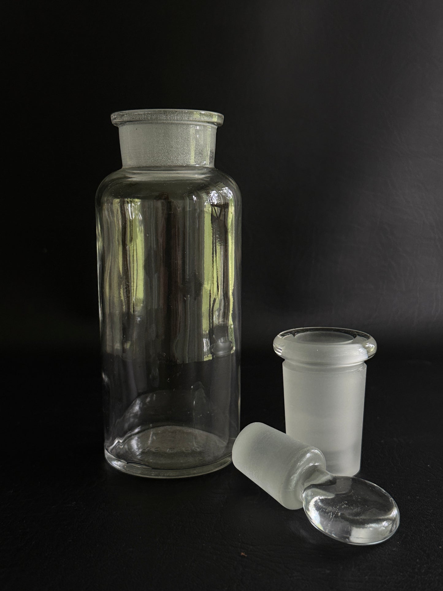 Vintage Glass Apothecary Jar with Ground Glass Stopper