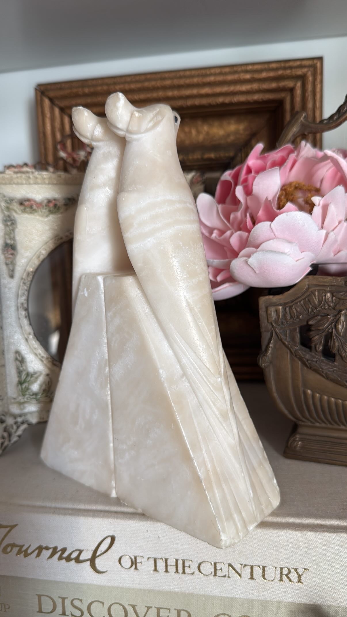 Vintage Alabaster Bird Bookends