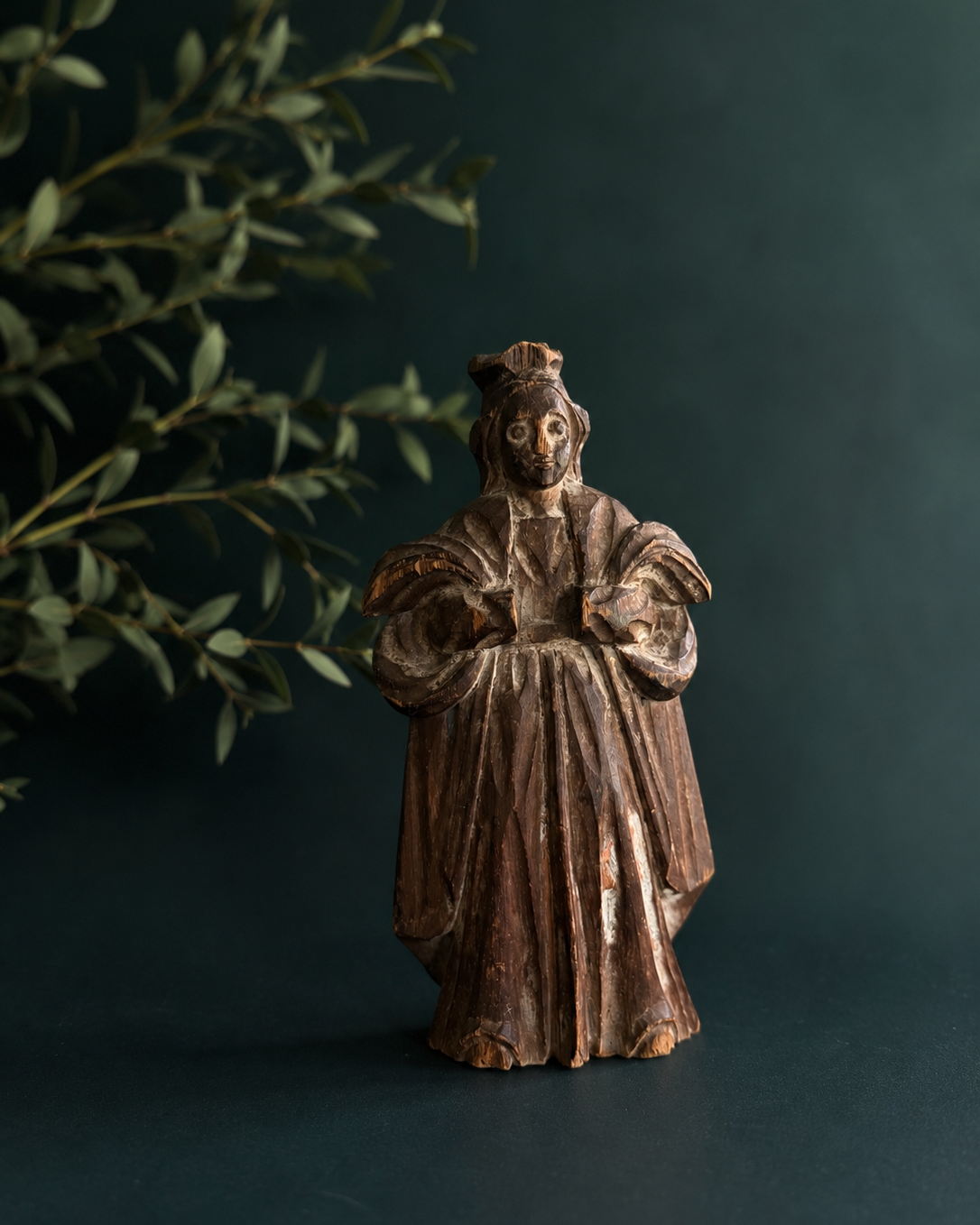 Antique Hand Carved Wood Santo Figure  Spanish Colonial or European Devotional | 18th or 19th Century