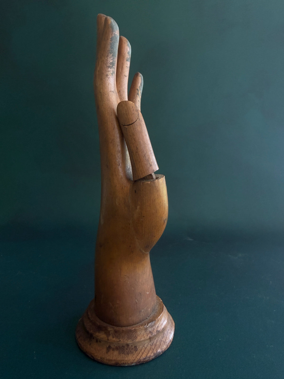 Antique Wooden Glove Display Hand with Movable Thumb