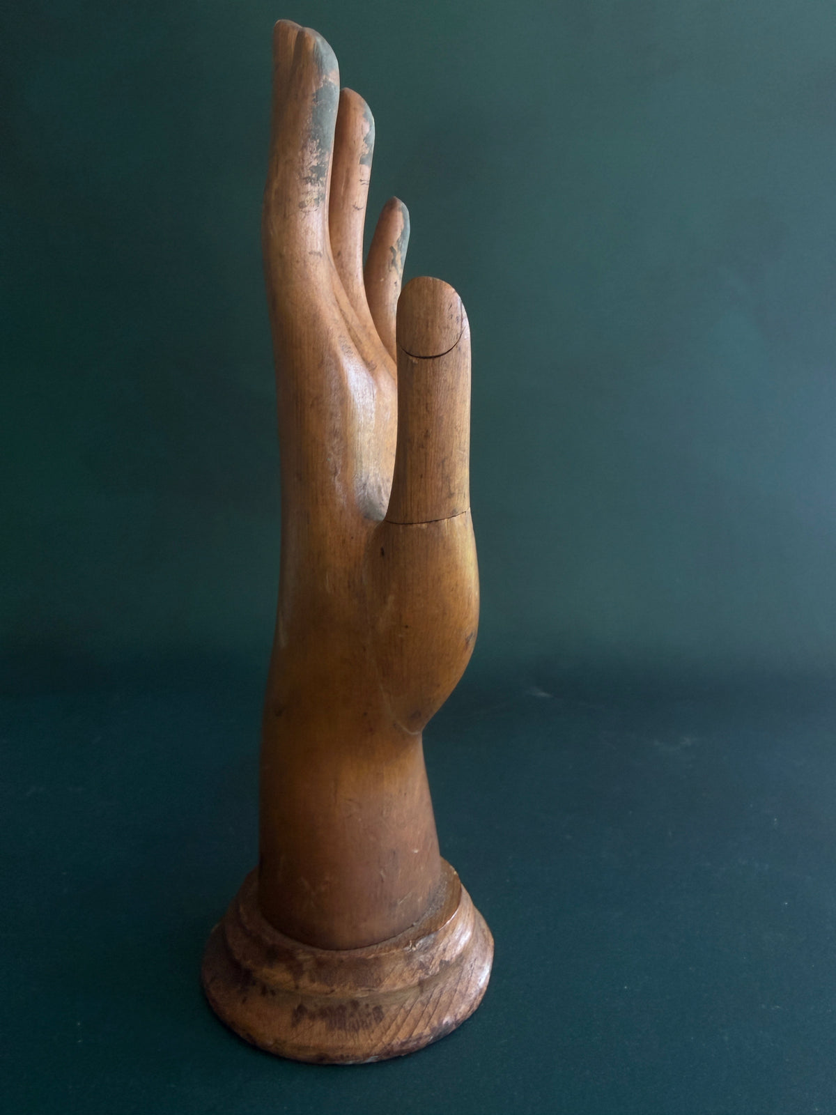 Antique Wooden Glove Display Hand with Movable Thumb