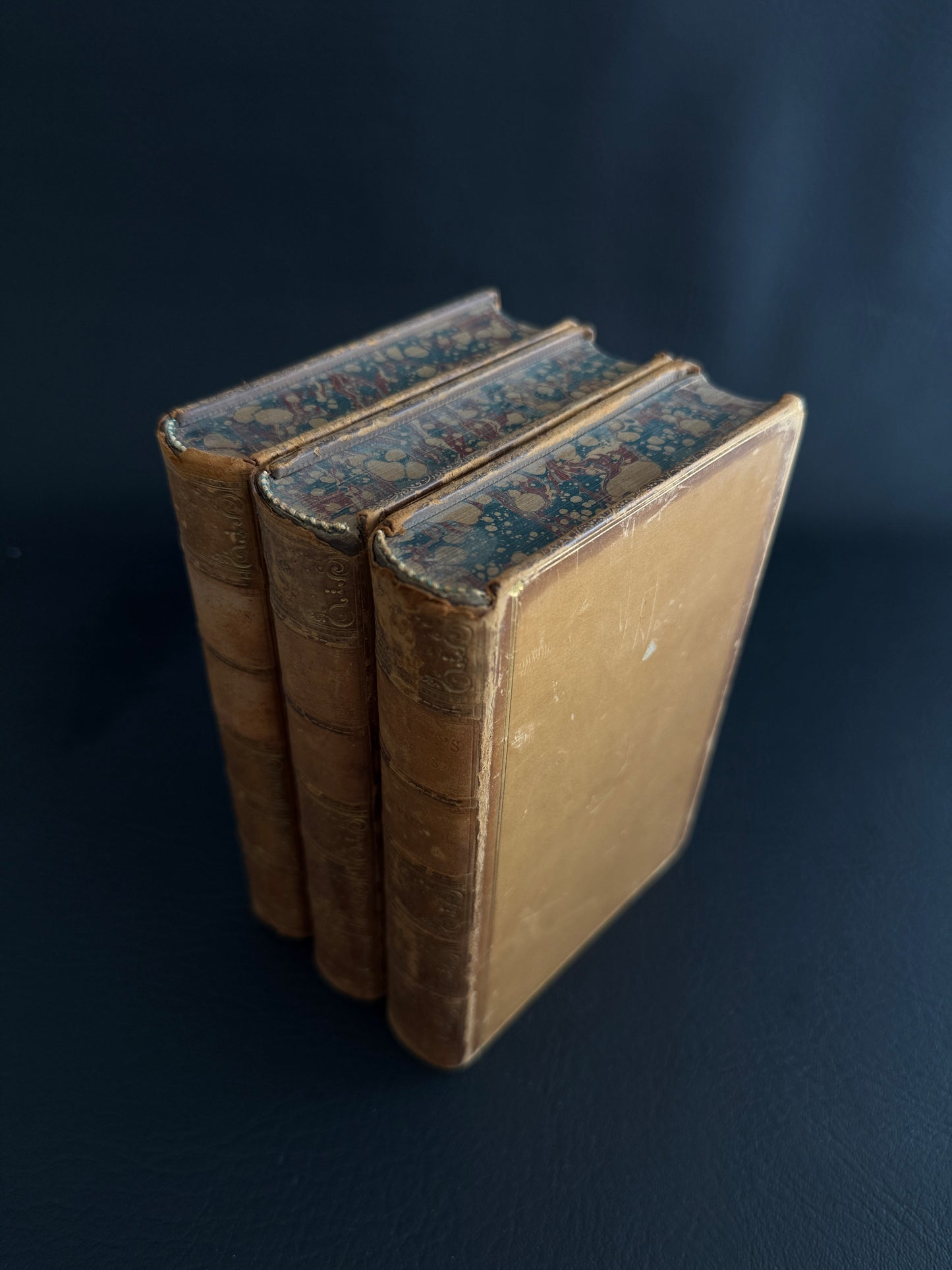 Trio of 19th-Century Leather-Bound Books by Captain Marryat