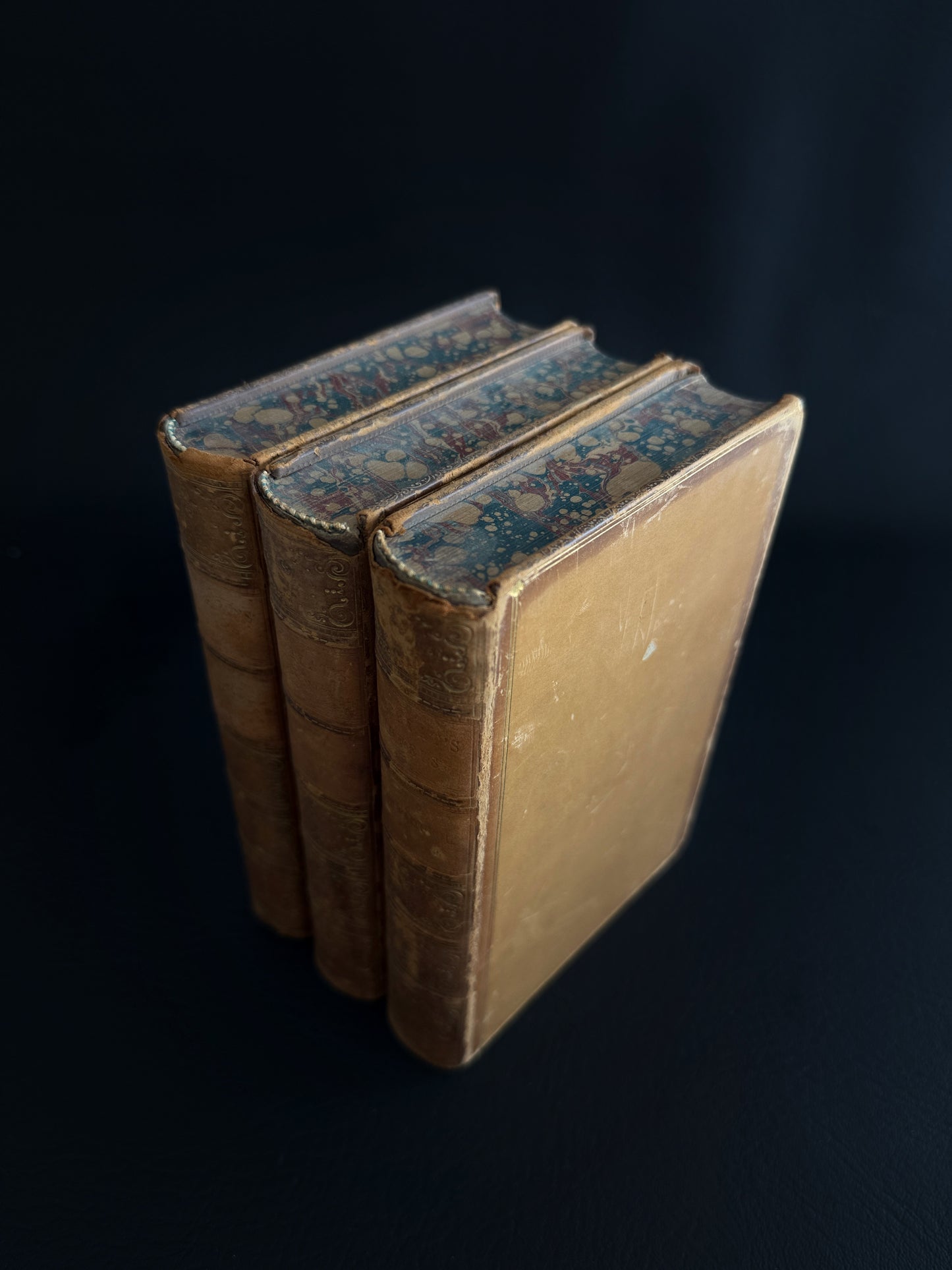 Trio of 19th-Century Leather-Bound Books by Captain Marryat
