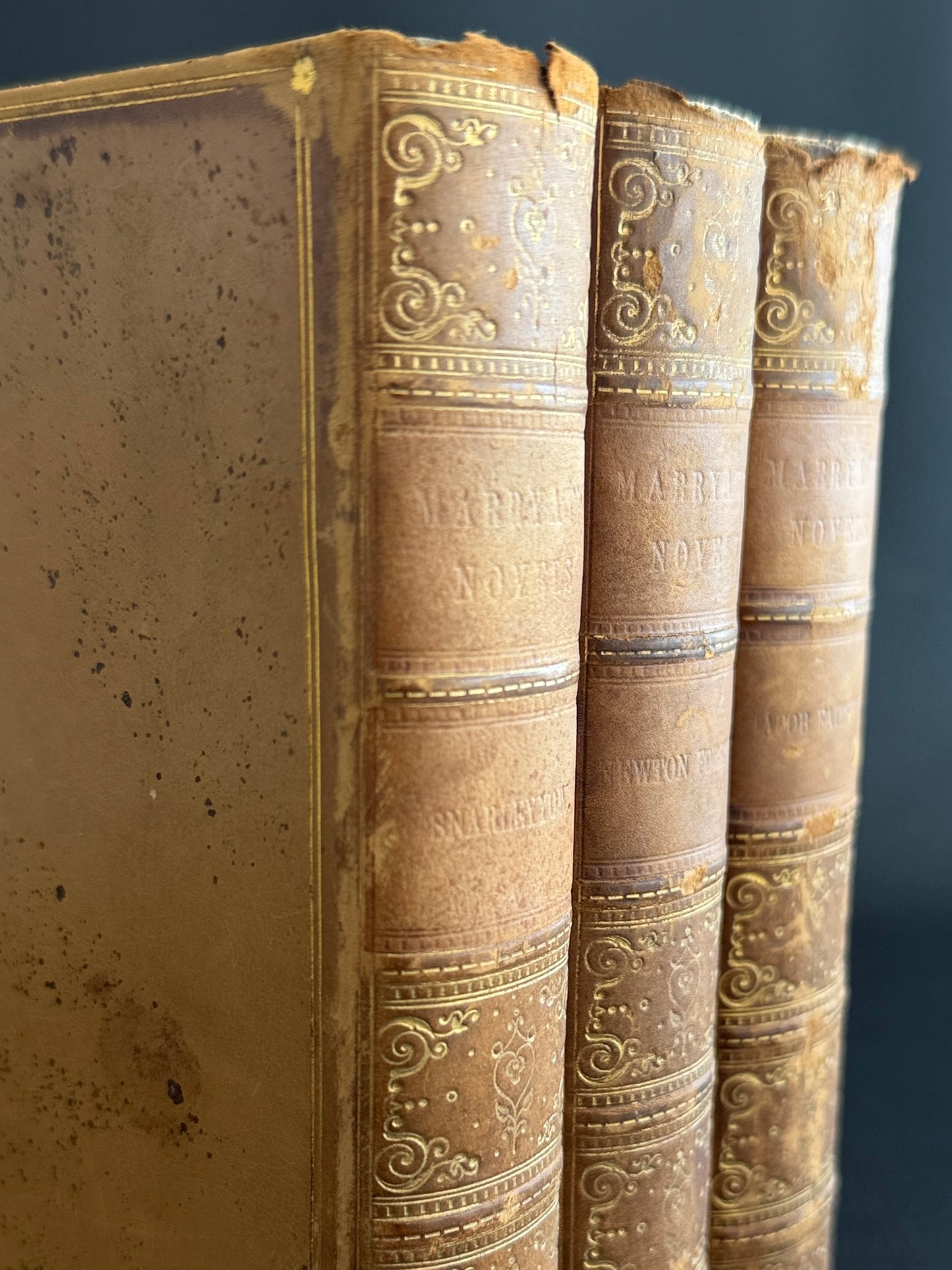 Trio of 19th-Century Leather-Bound Books by Captain Marryat
