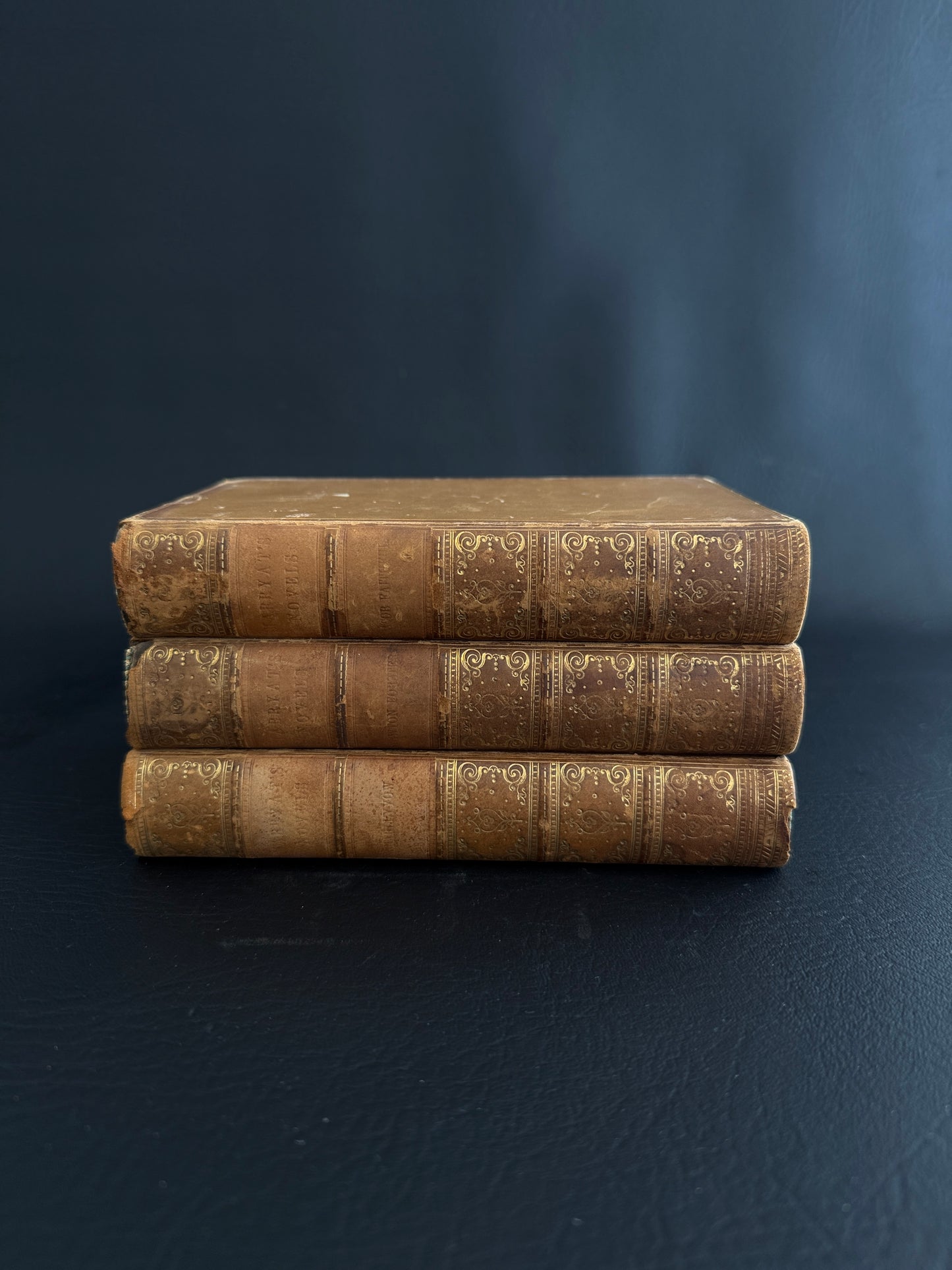 Trio of 19th-Century Leather-Bound Books by Captain Marryat