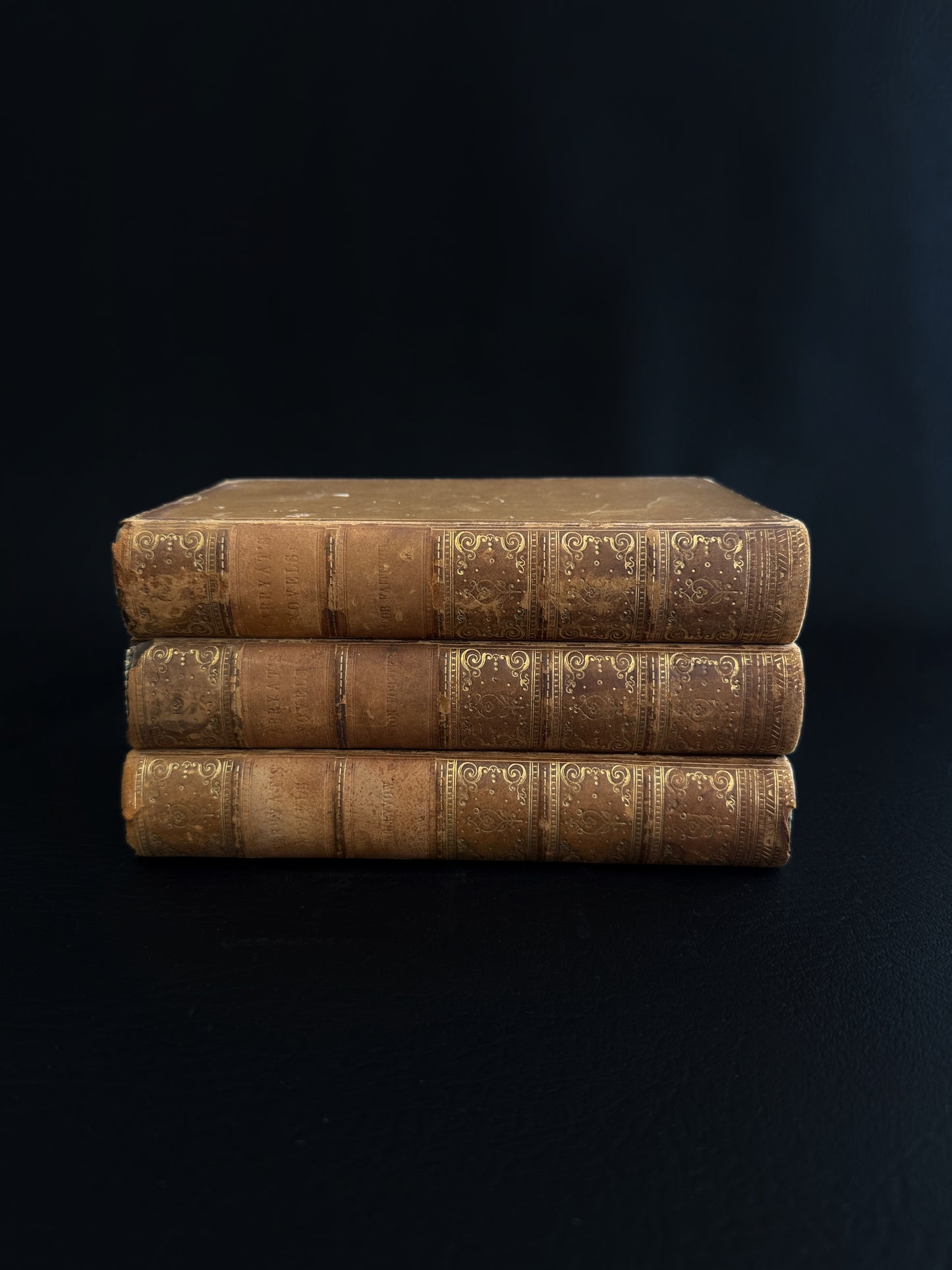 Trio of 19th-Century Leather-Bound Books by Captain Marryat