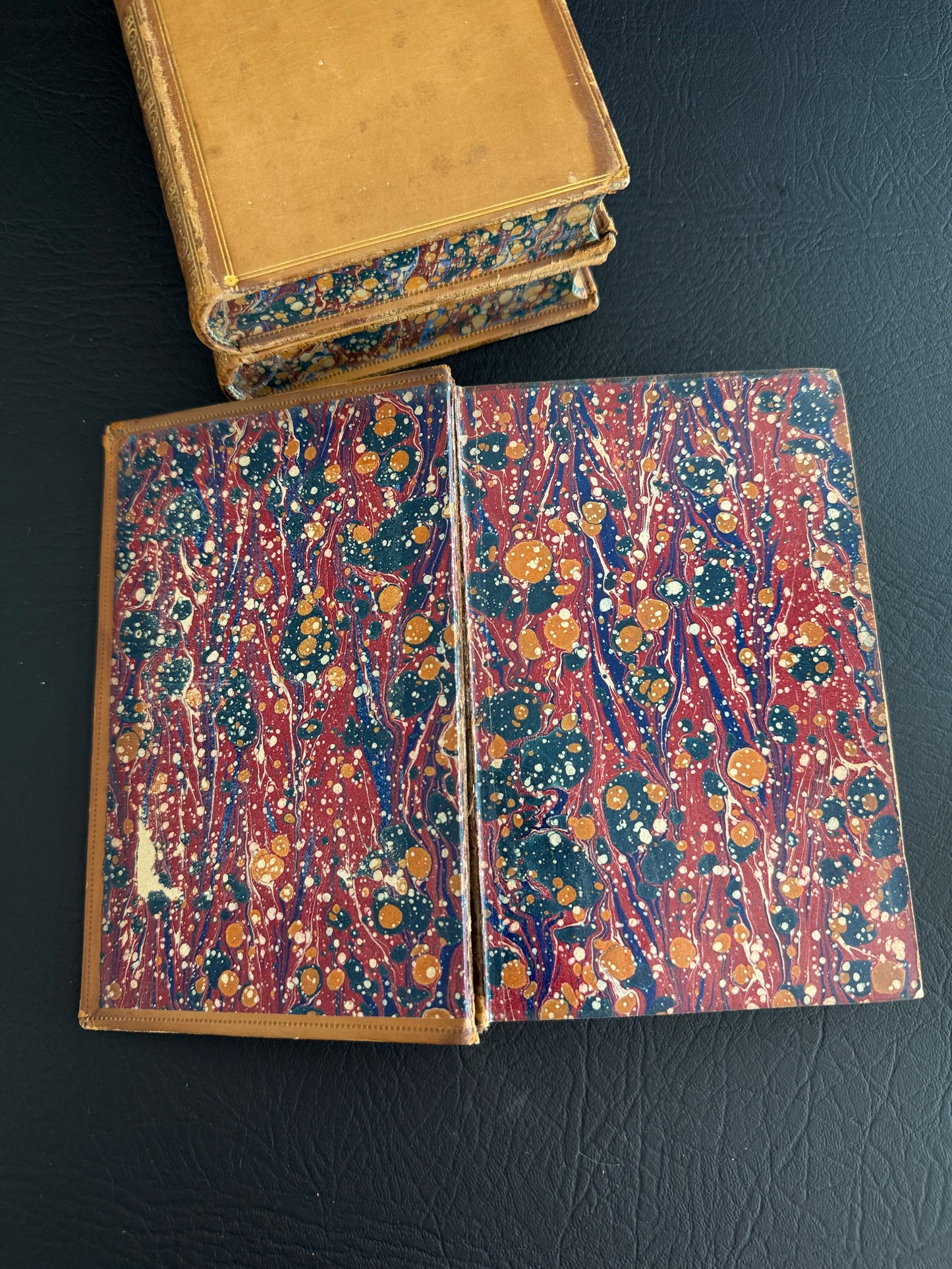 Trio of 19th-Century Leather-Bound Books by Captain Marryat