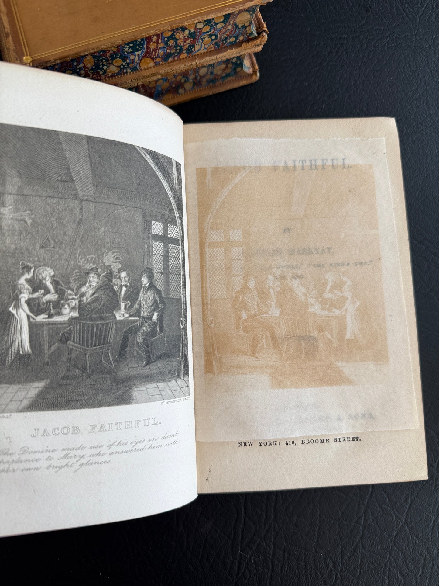 Trio of 19th-Century Leather-Bound Books by Captain Marryat