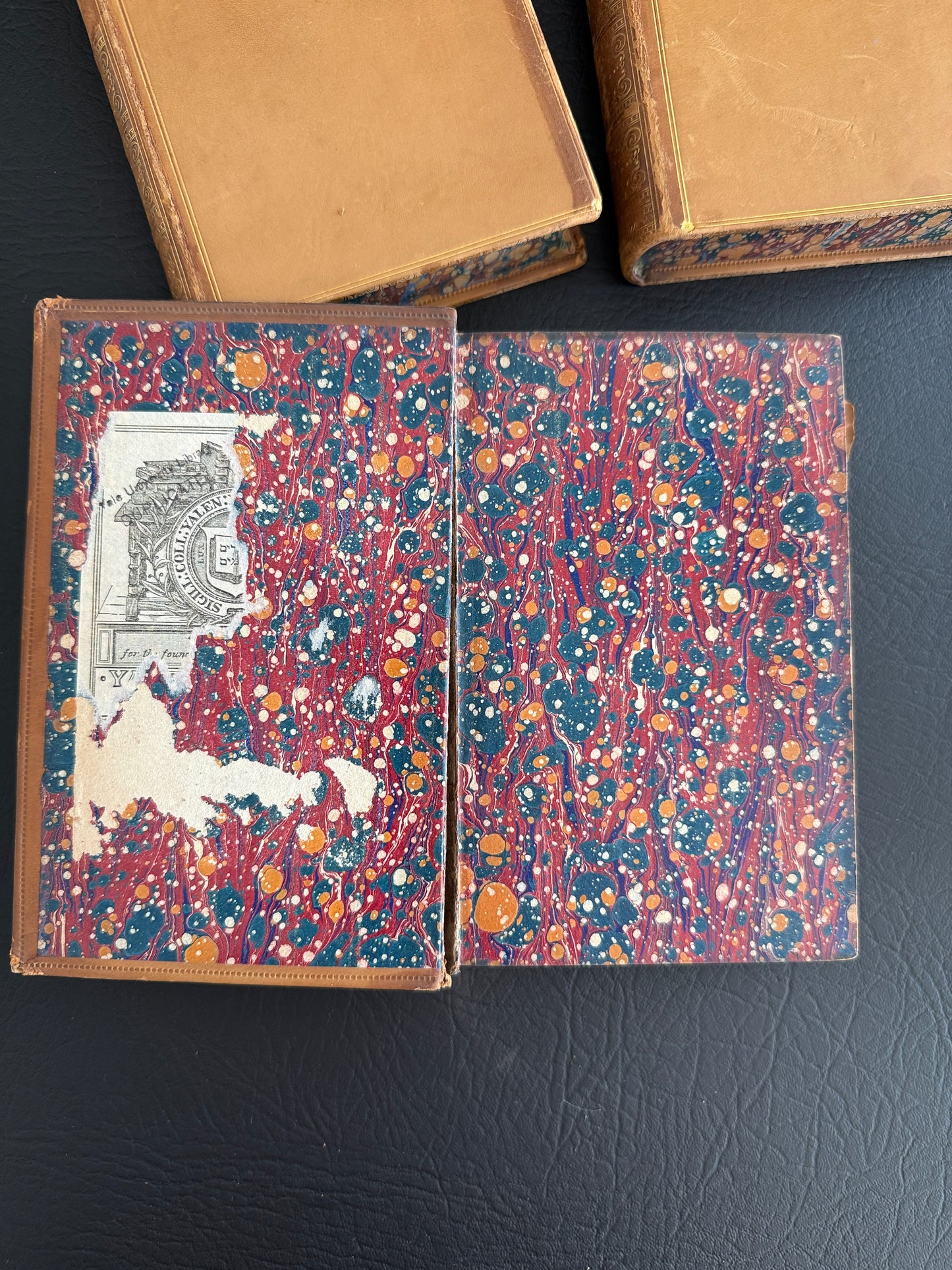 Trio of 19th-Century Leather-Bound Books by Captain Marryat