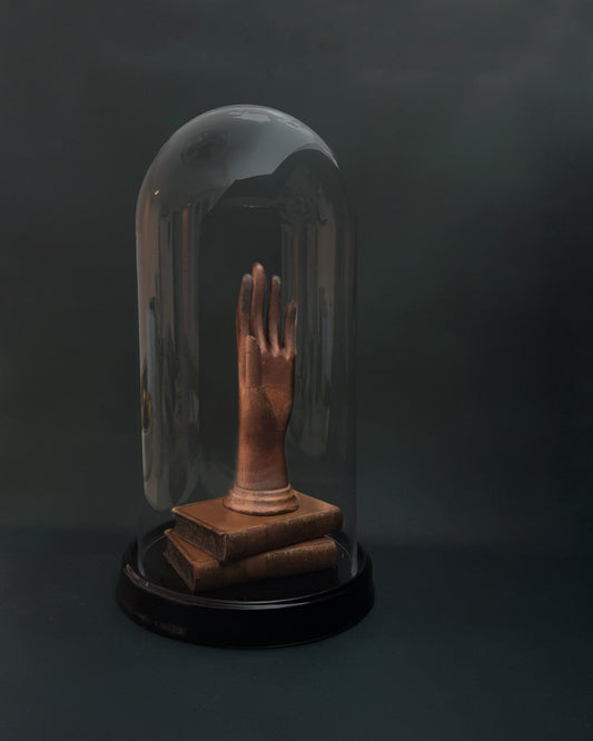 Oversized Glass Cloche with Black Glazed Ceramic Base