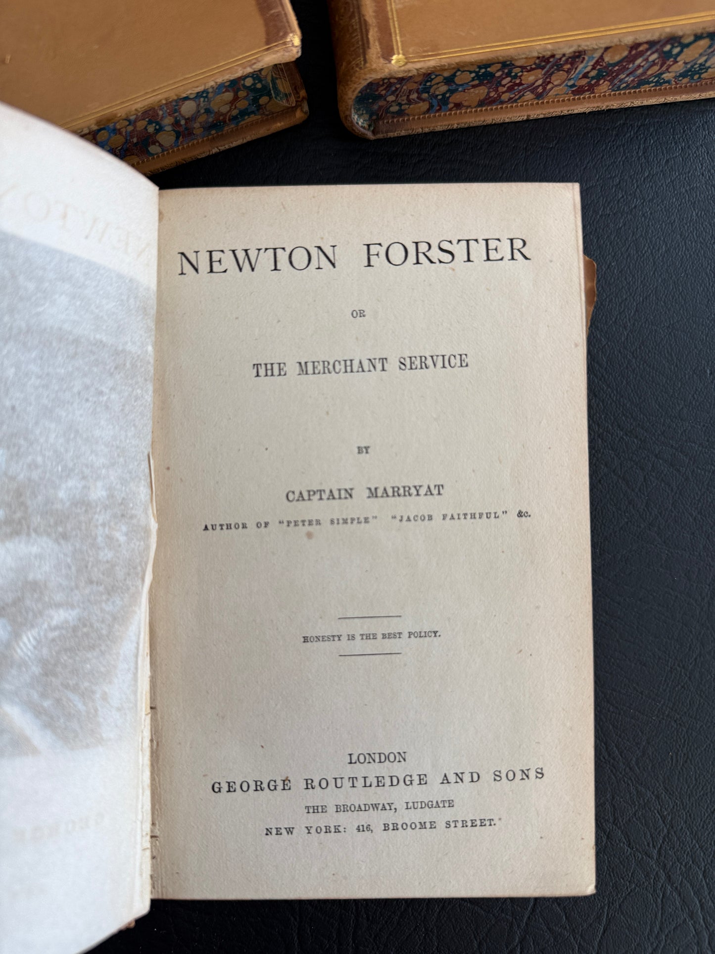 Trio of 19th-Century Leather-Bound Books by Captain Marryat