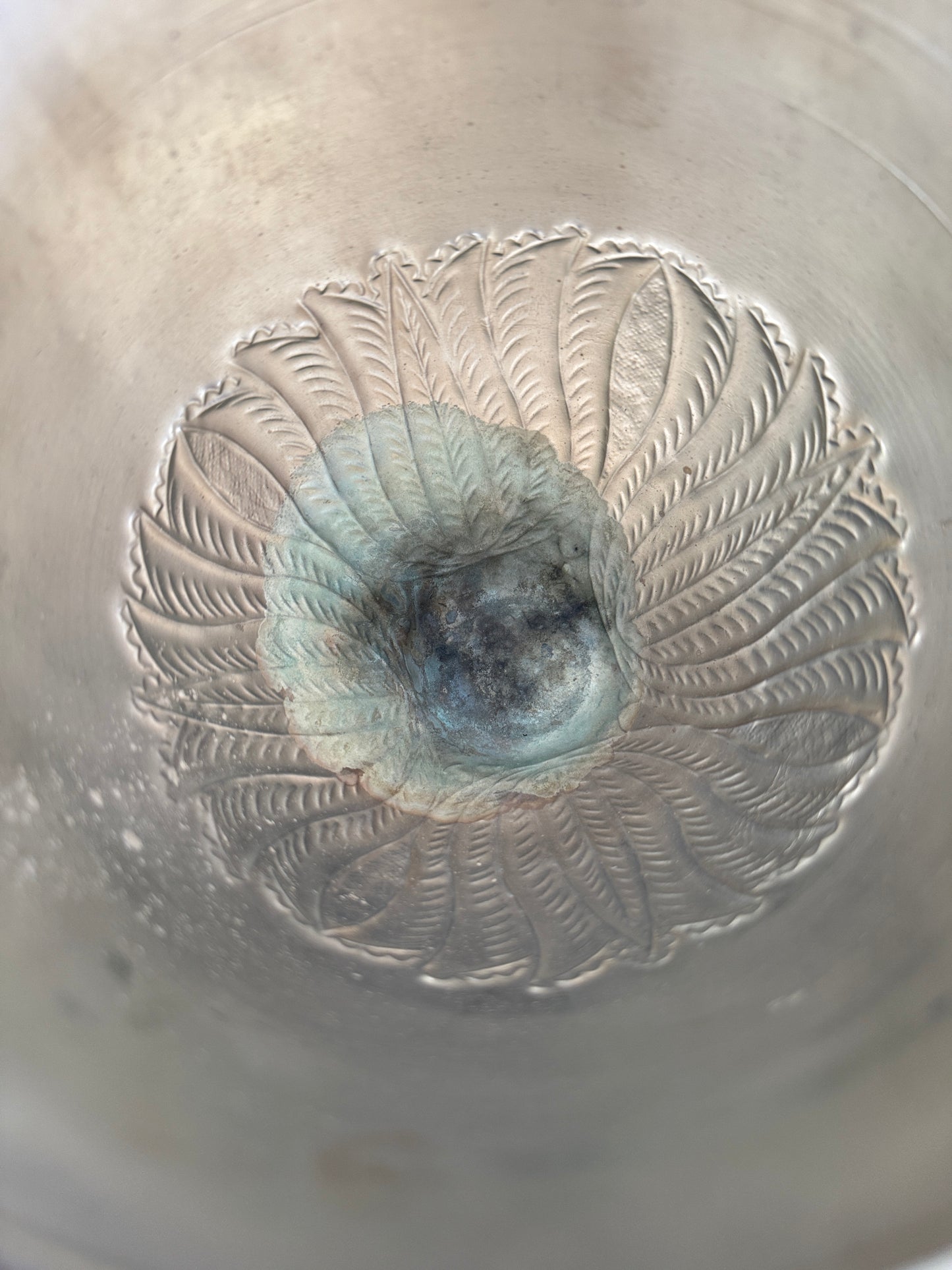 Lidded Brass Urn with Leaf Motif Detailing