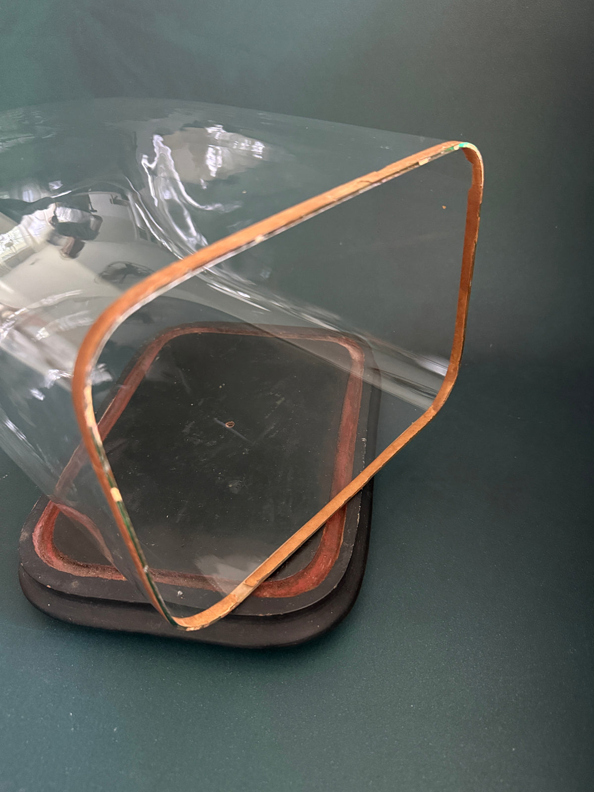 Antique Ovoid Glass Display Cloche with Wooden Base