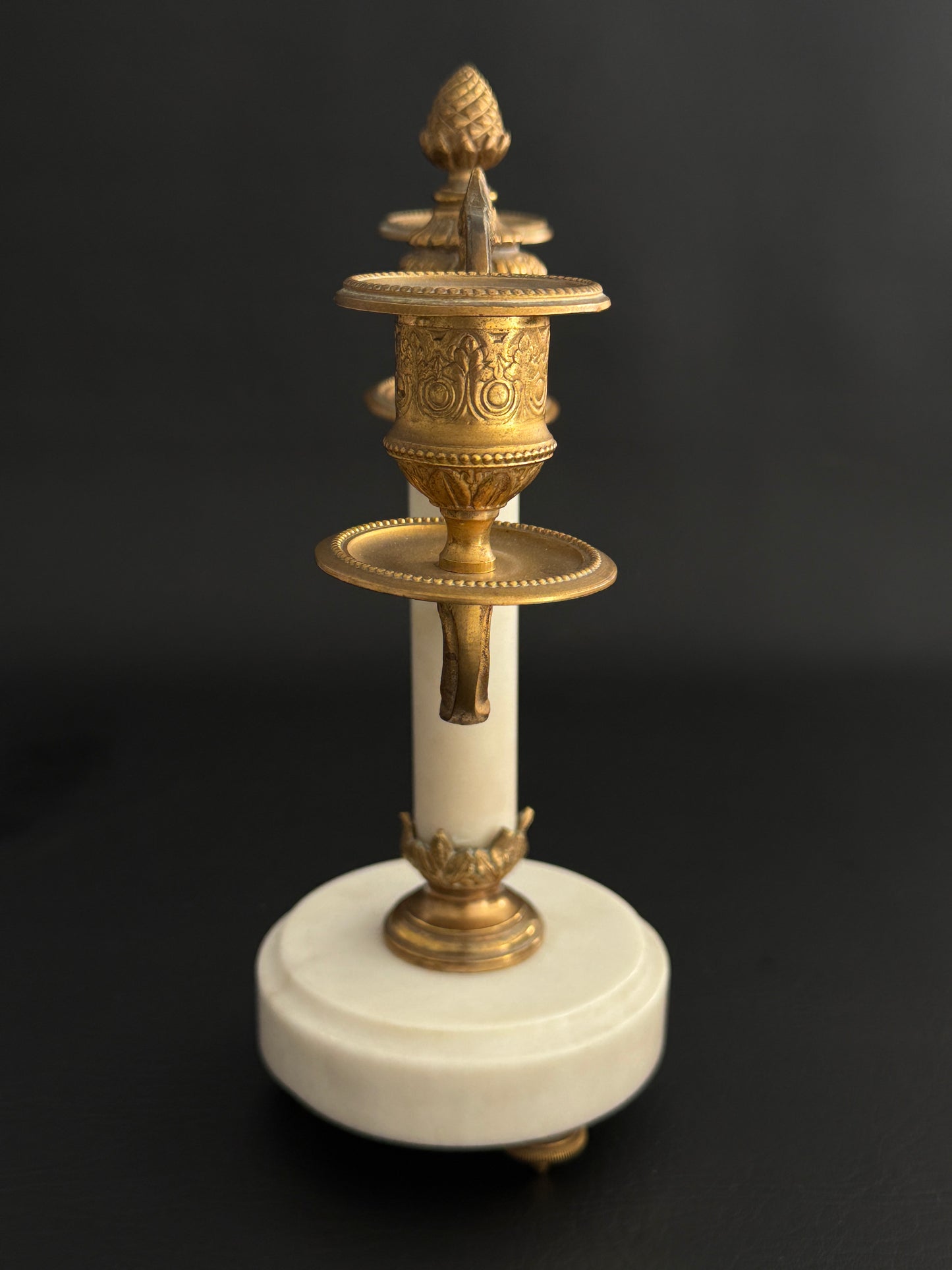 Pair of Marble & Gilt Metal Two-Arm Candelabras