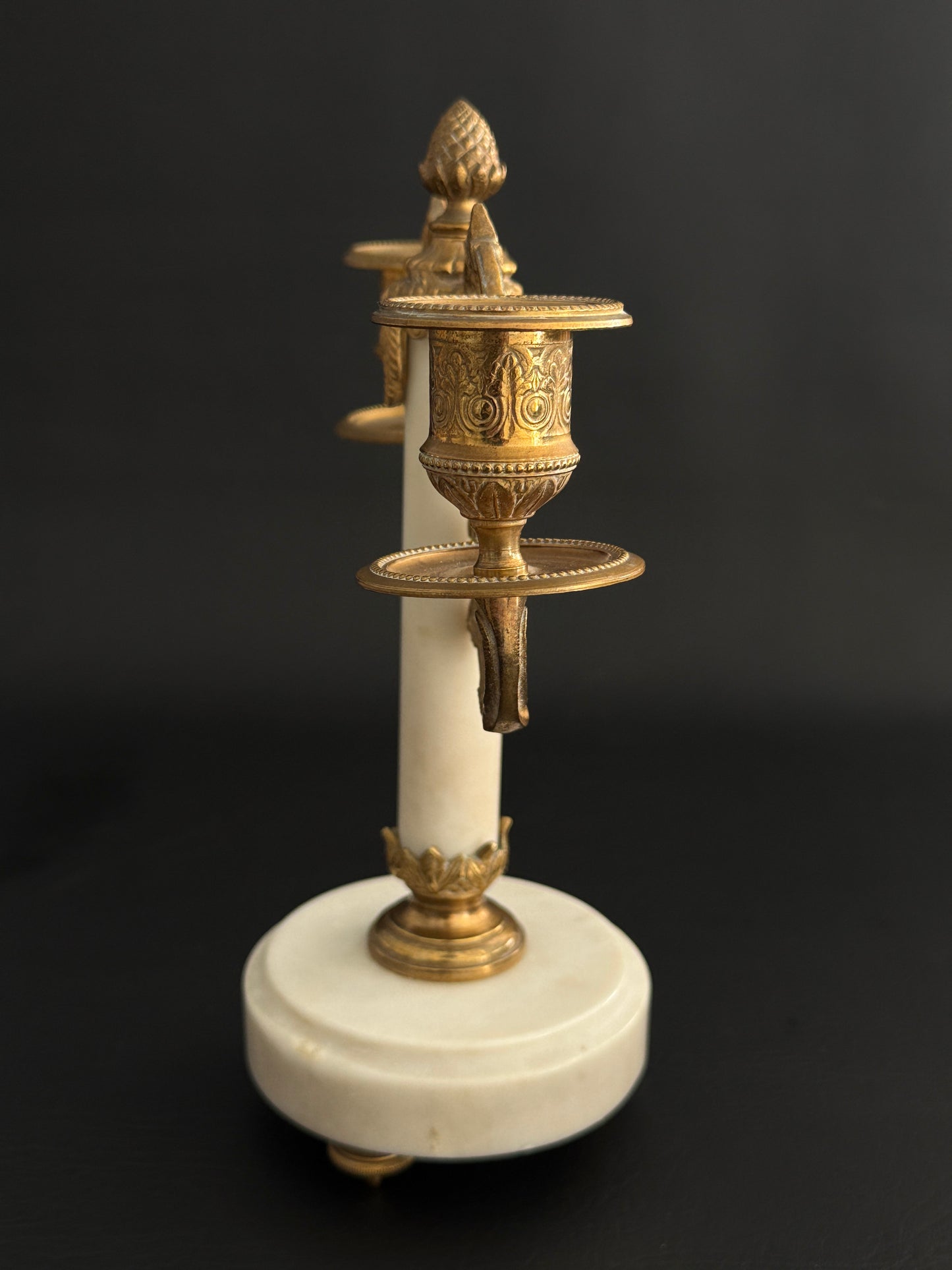 Pair of Marble & Gilt Metal Two-Arm Candelabras