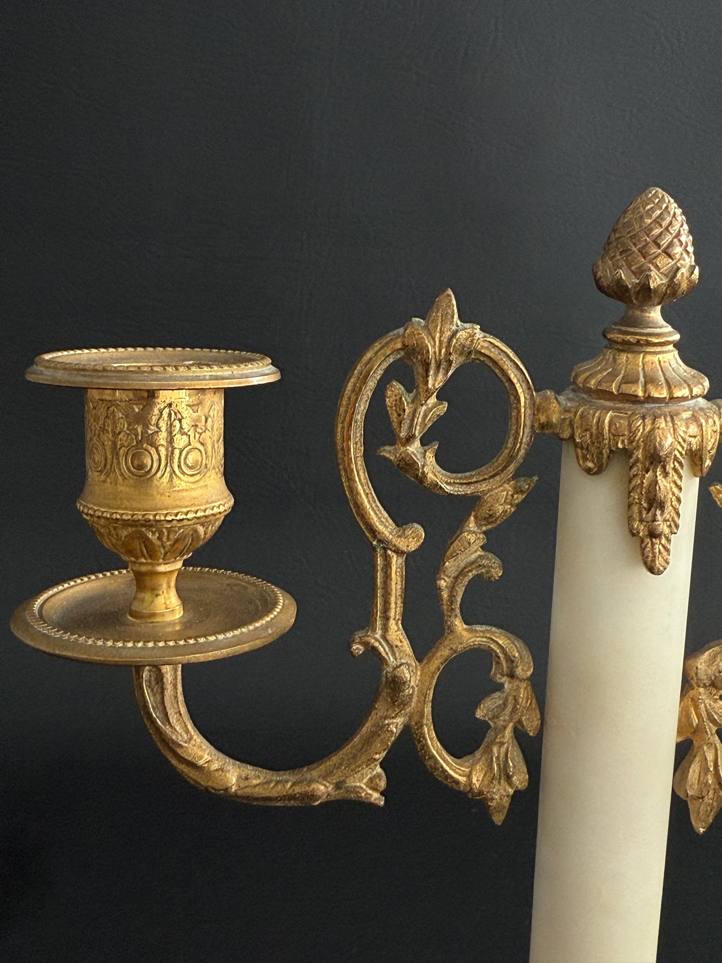 Pair of Marble & Gilt Metal Two-Arm Candelabras