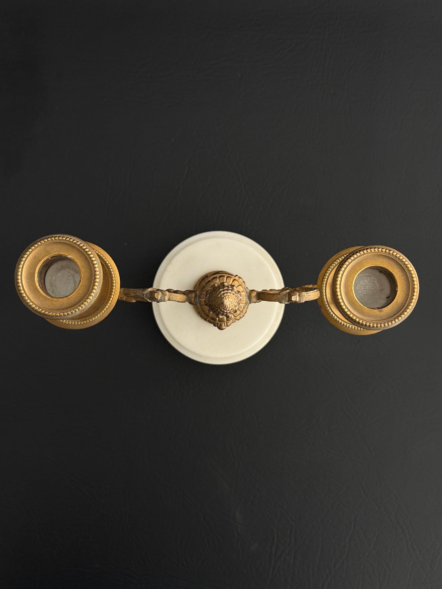 Pair of Marble & Gilt Metal Two-Arm Candelabras