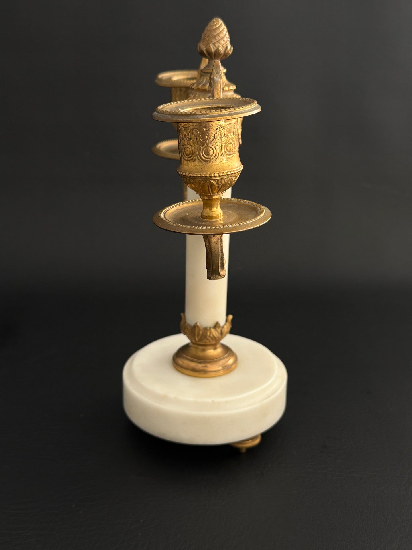 Pair of Marble & Gilt Metal Two-Arm Candelabras