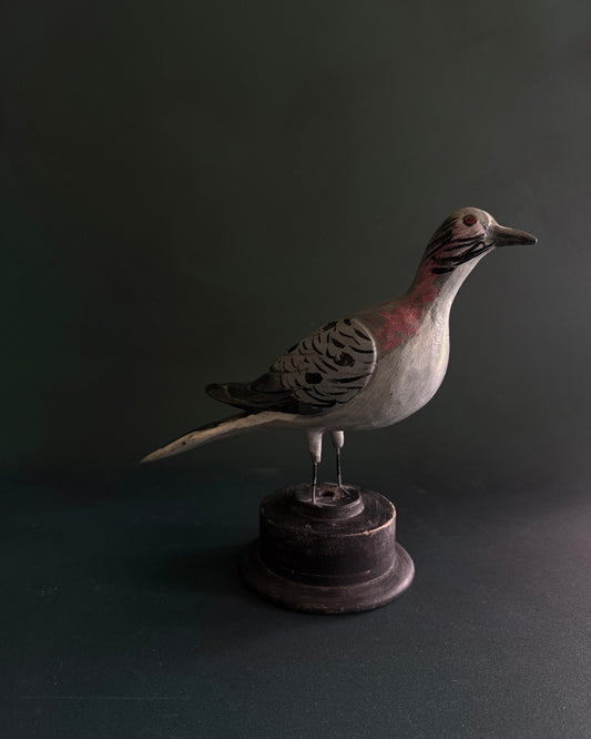 Hand-Painted Wooden Folk Art Bird on Stand