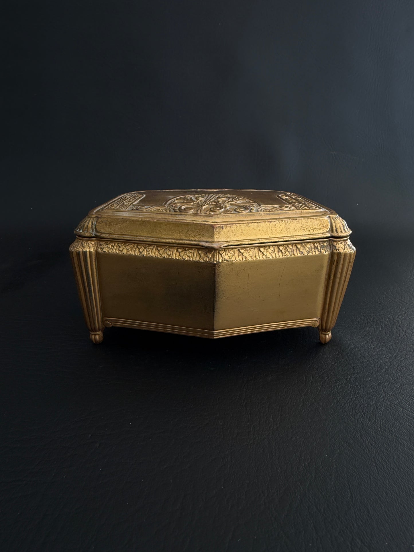 Gilt Music Box with Velvet Interior