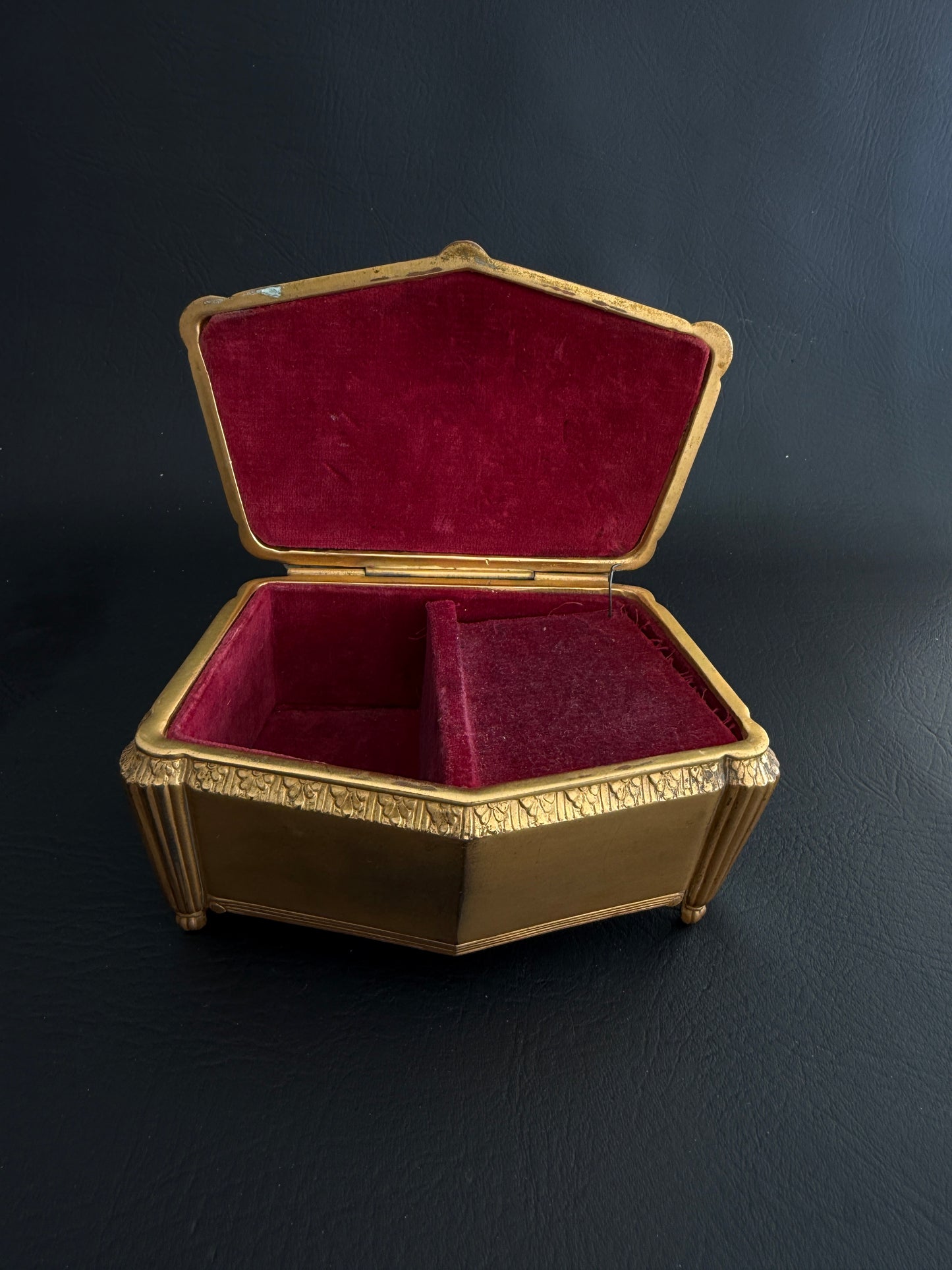 Gilt Music Box with Velvet Interior
