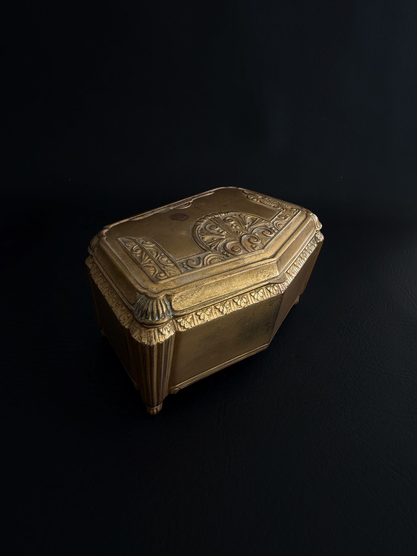 Gilt Music Box with Velvet Interior