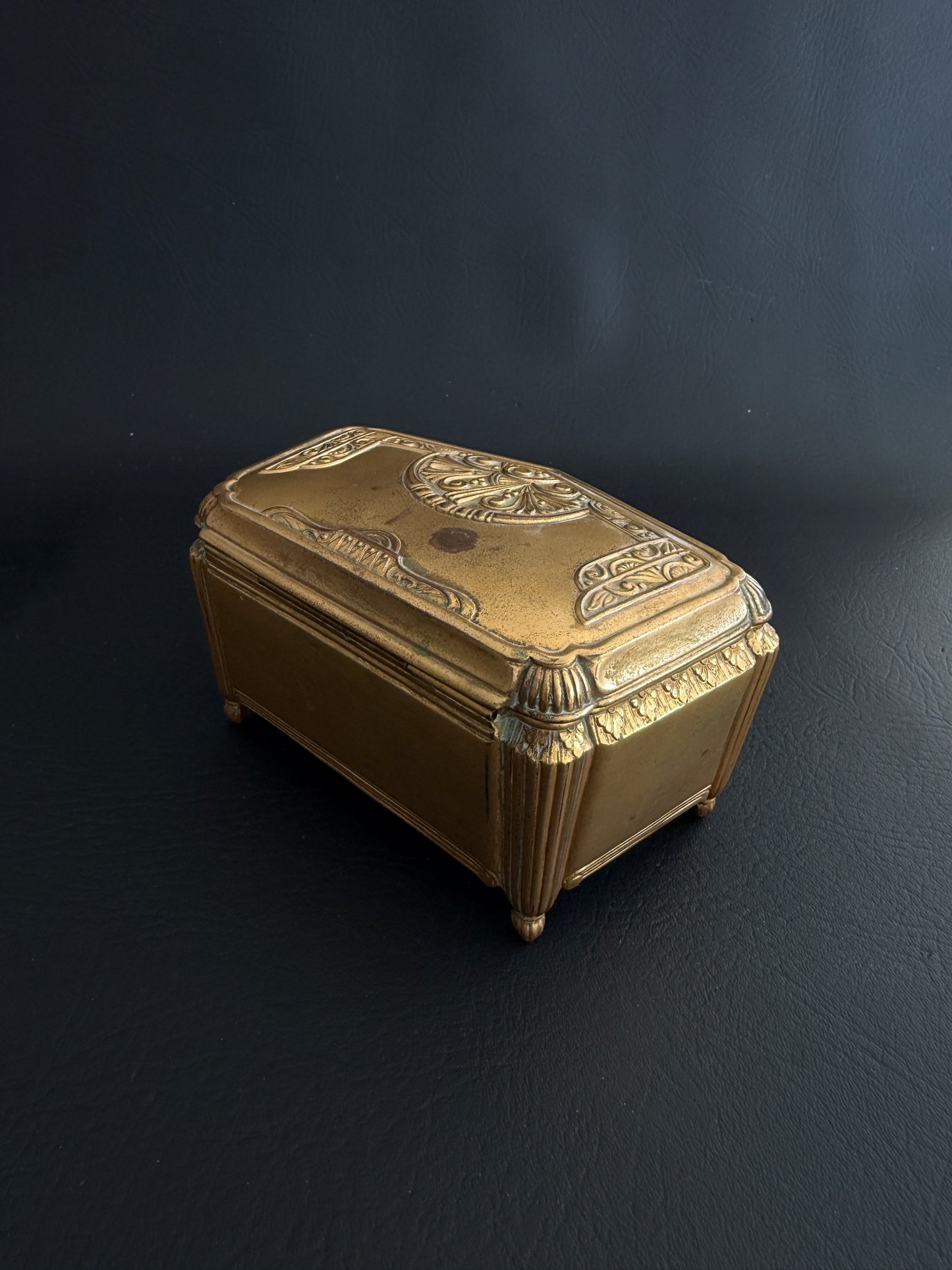 Gilt Music Box with Velvet Interior