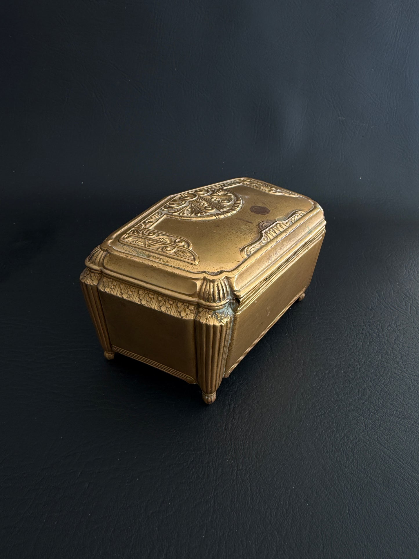 Gilt Music Box with Velvet Interior