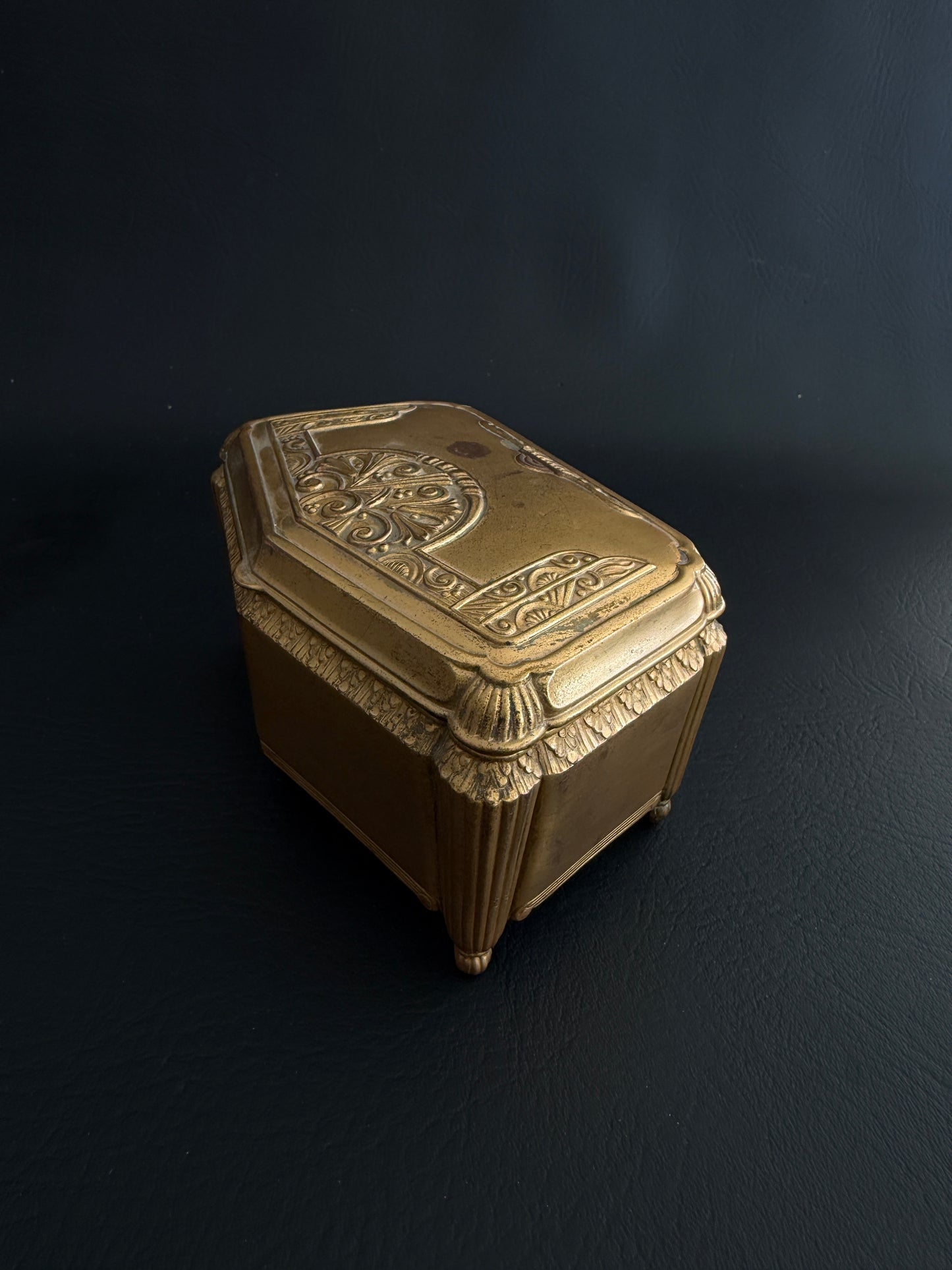 Gilt Music Box with Velvet Interior
