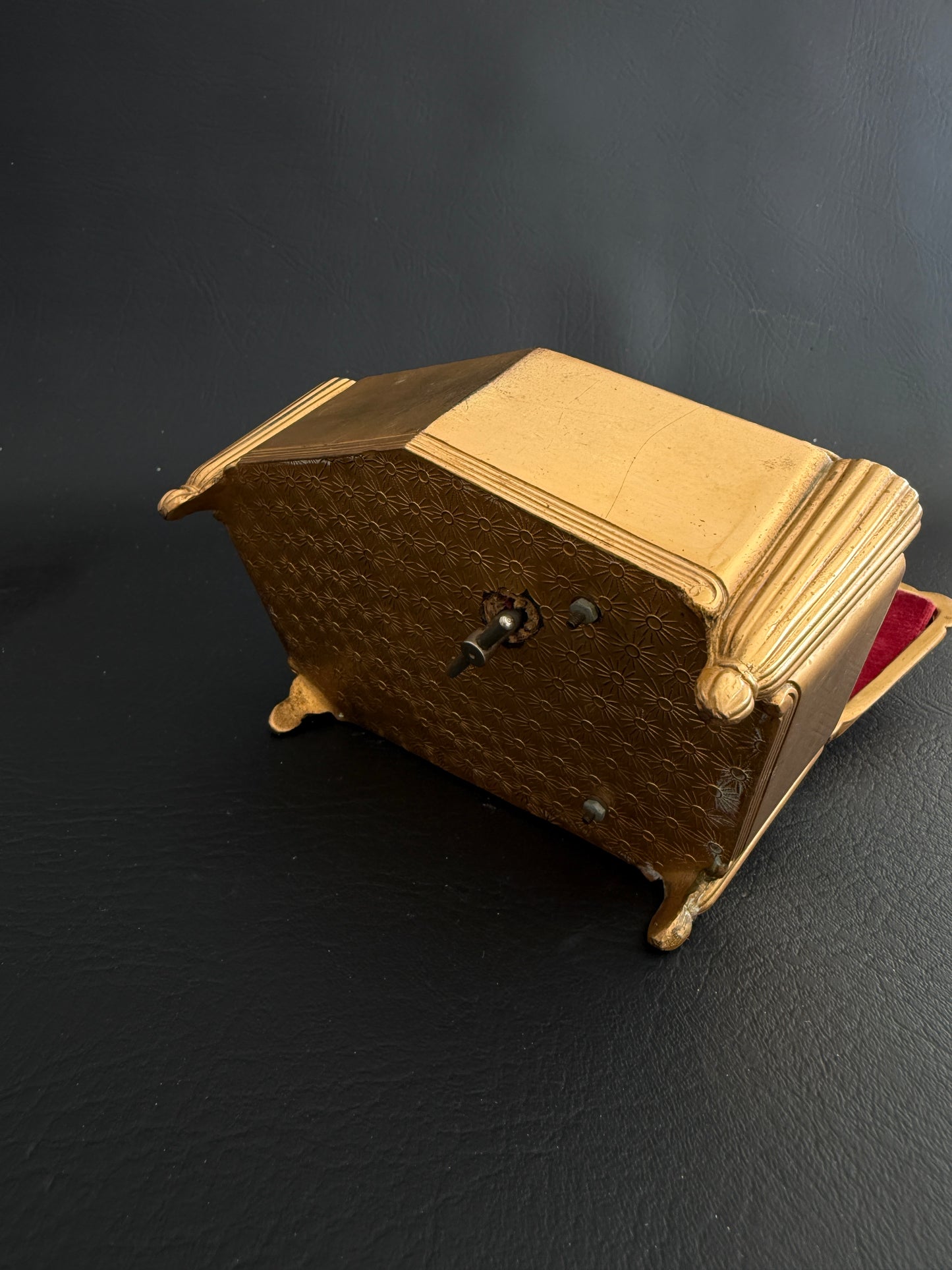 Gilt Music Box with Velvet Interior