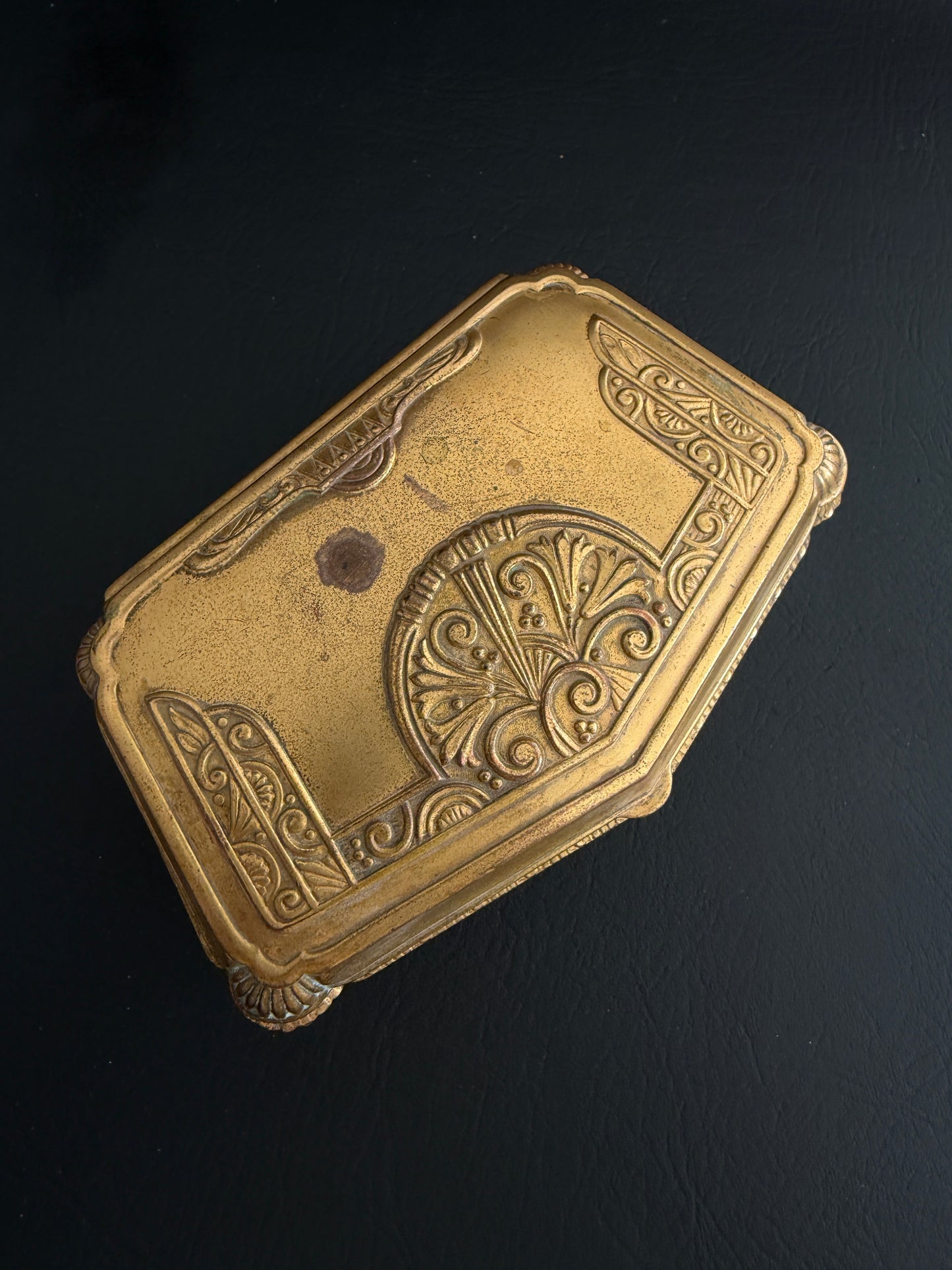 Gilt Music Box with Velvet Interior