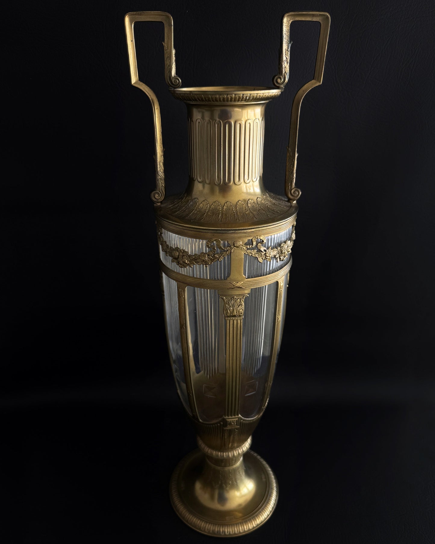 Monumental Mounted Glass Urn Vase