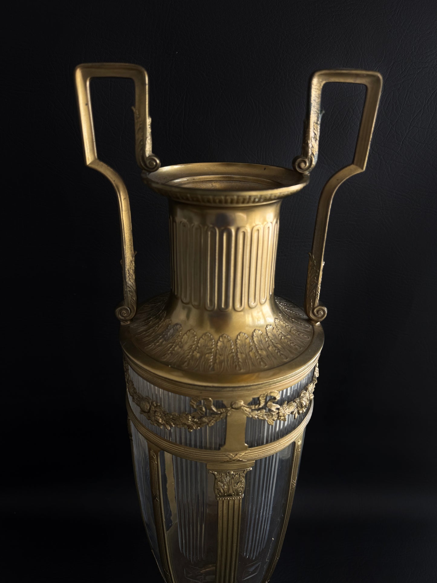 Monumental Mounted Glass Urn Vase