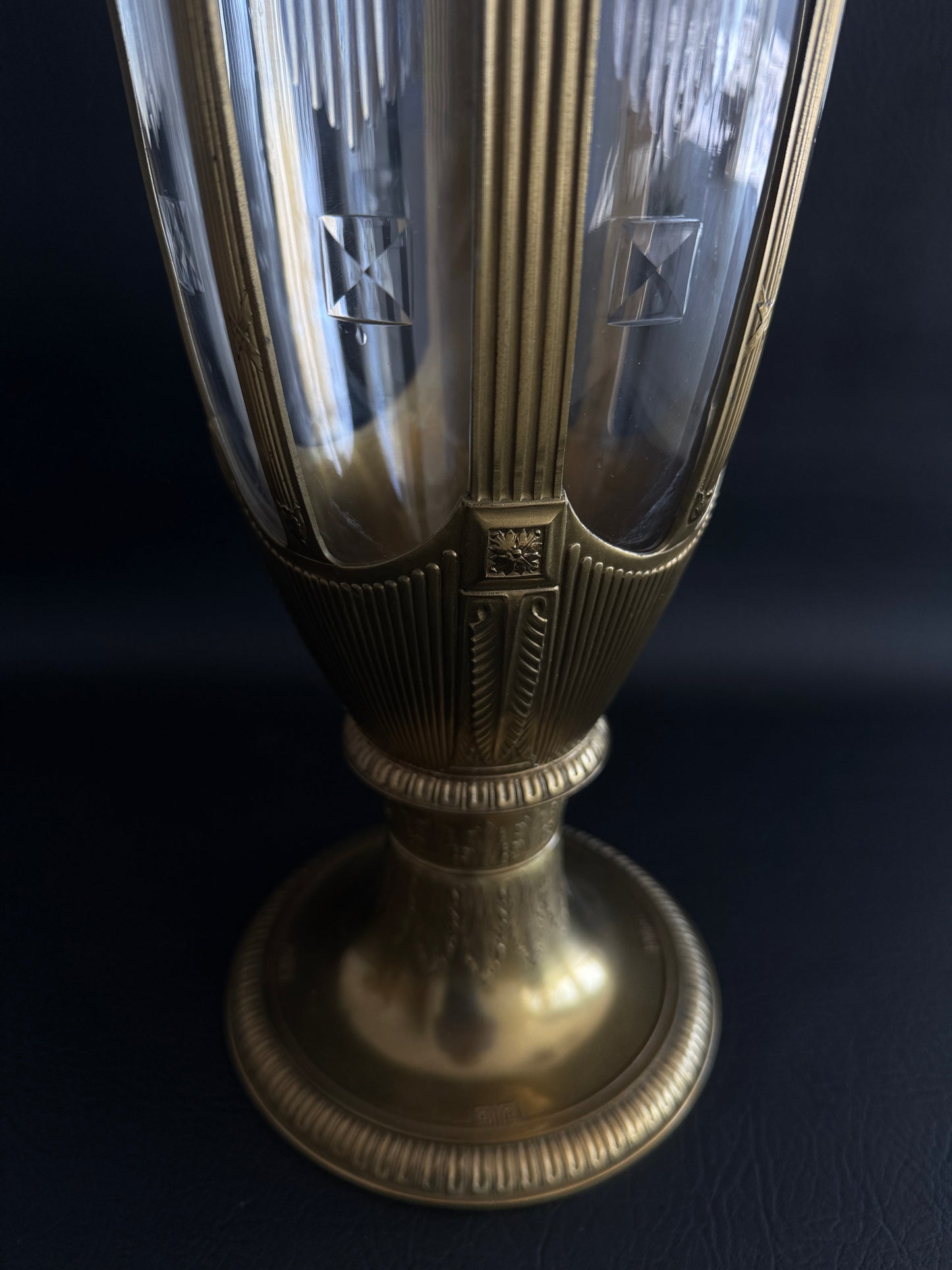 Monumental Mounted Glass Urn Vase