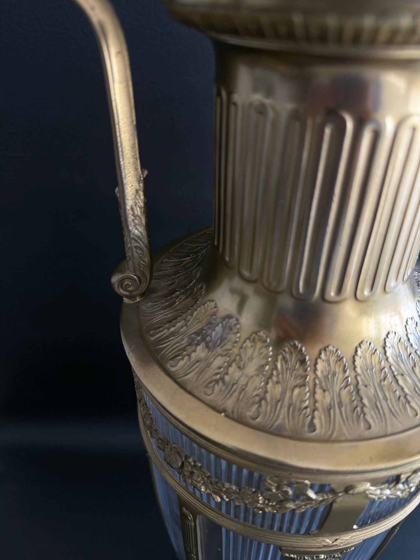 Monumental Mounted Glass Urn Vase