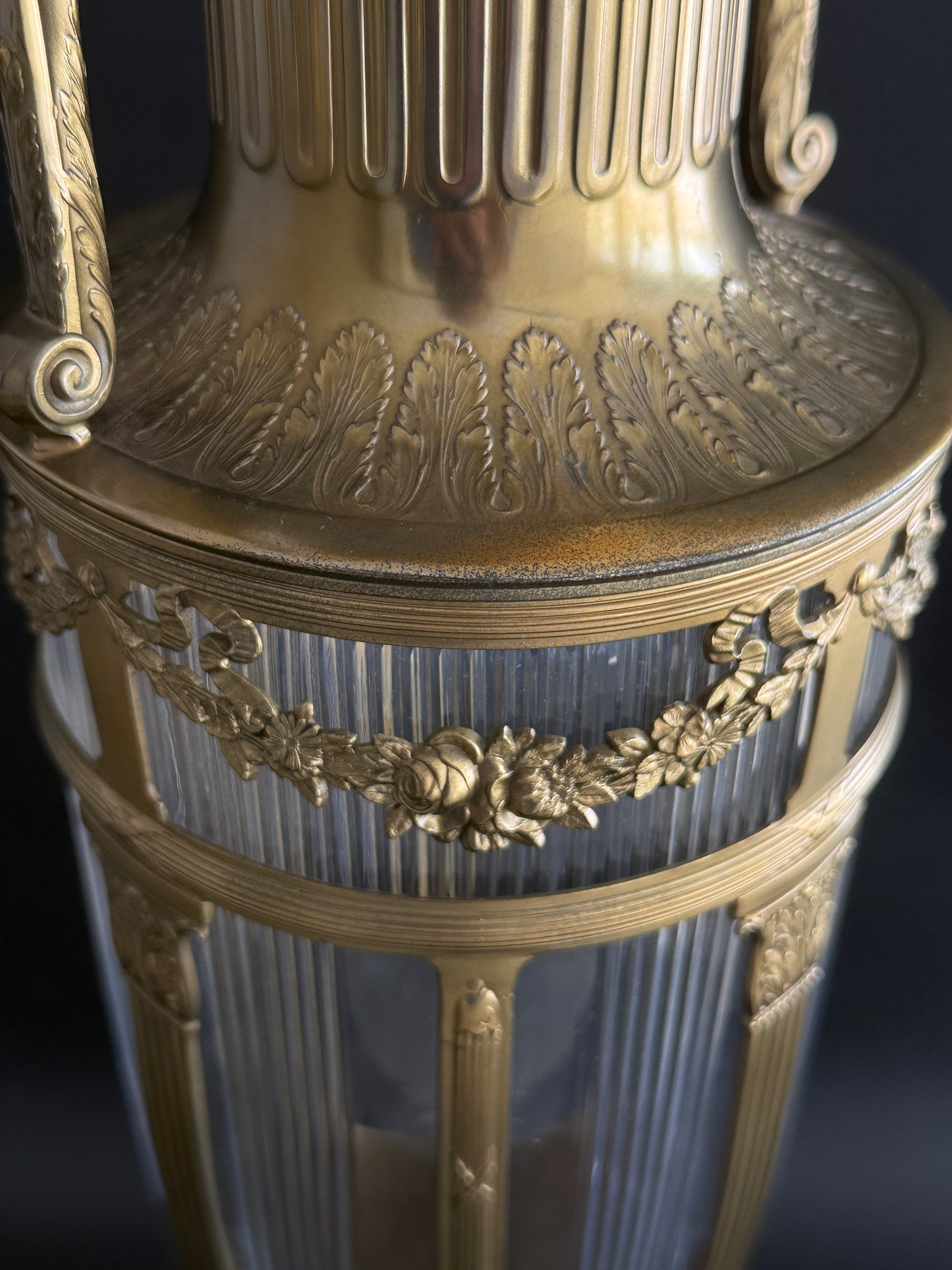 Monumental Mounted Glass Urn Vase