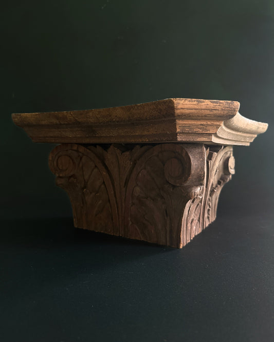 Carved Oak Architectural Capital / Riser
