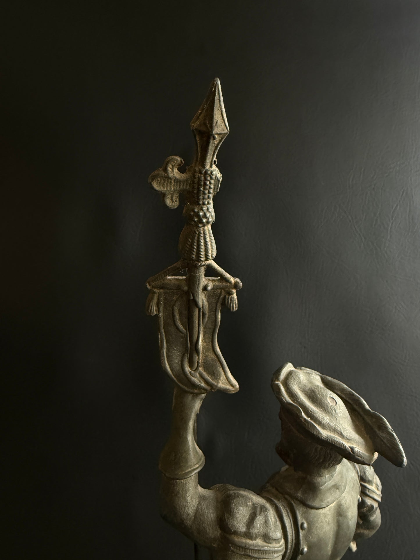 Antique Spelter Renaissance Standard Bearer Statue