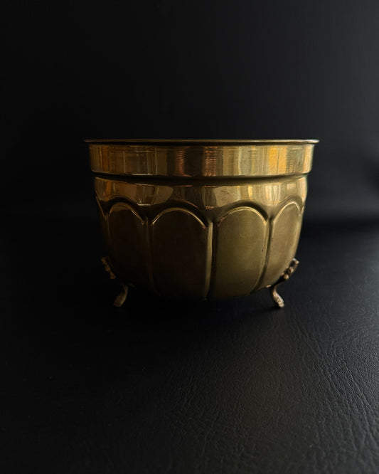 Vintage Brass Footed Planter