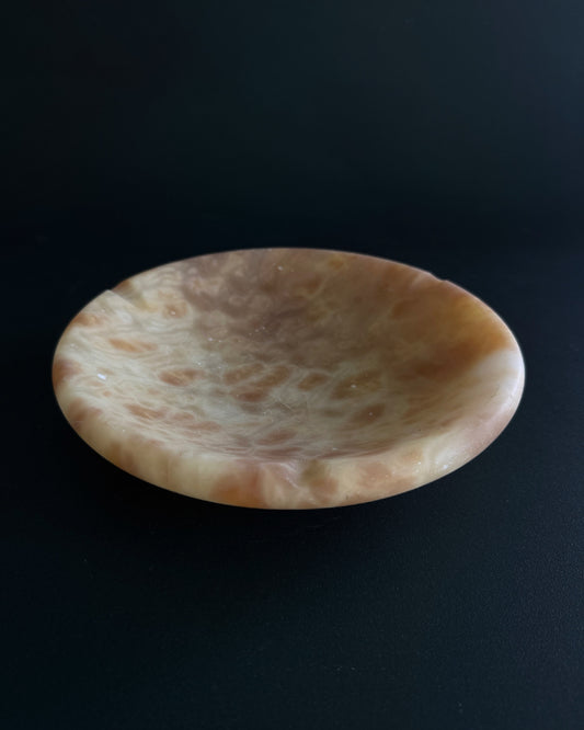 Honey Alabaster Decorative Ashtray / Catchall Bowl