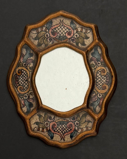 Small Wooden Mirror with Hand Painted Details