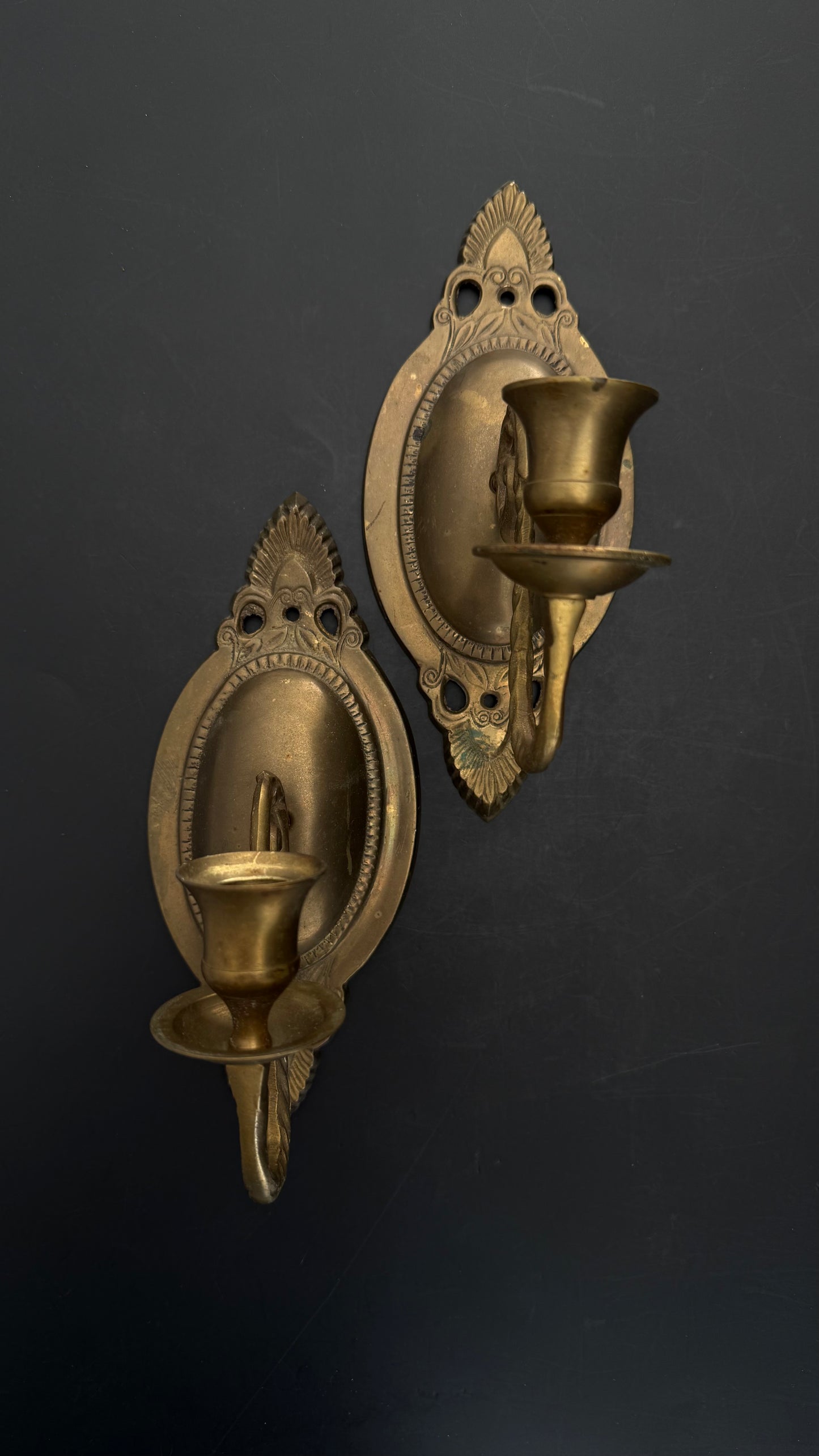 Brass Wall Candle Sconces (Pair)